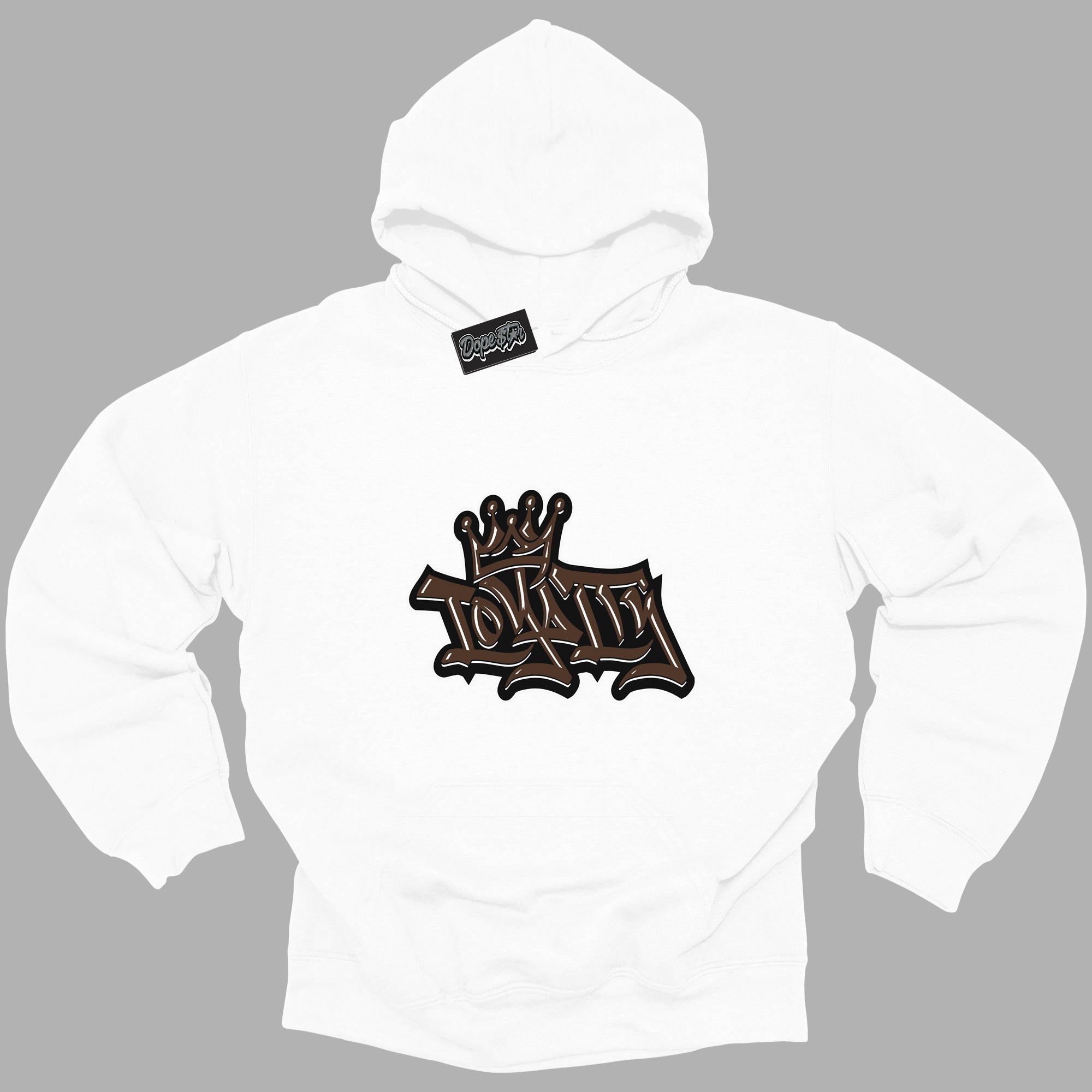 Cool White Graphic DopeStar Hoodie with “ Loyalty Crown “ print, that perfectly matches Palomino 1s sneakers