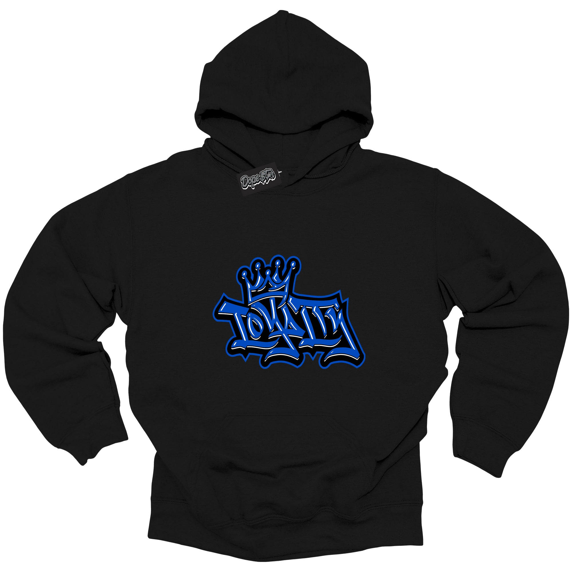 Cool Black Hoodie with “ Loyalty Crown ”  design that Perfectly Matches  Royal Reimagined 1s Sneakers.