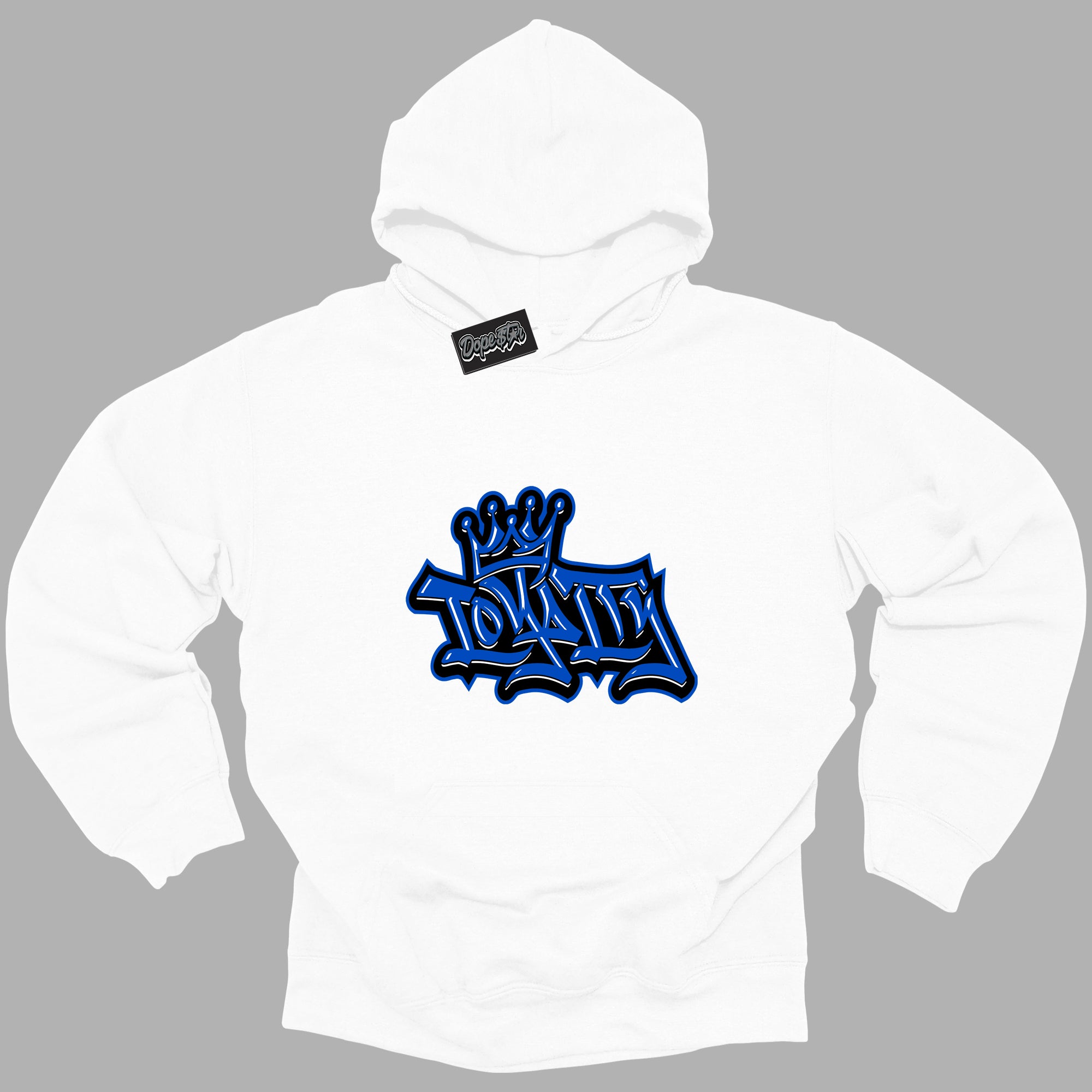 Cool White Hoodie with “ Loyalty Crown ”  design that Perfectly Matches Royal Reimagined 1s Sneakers.