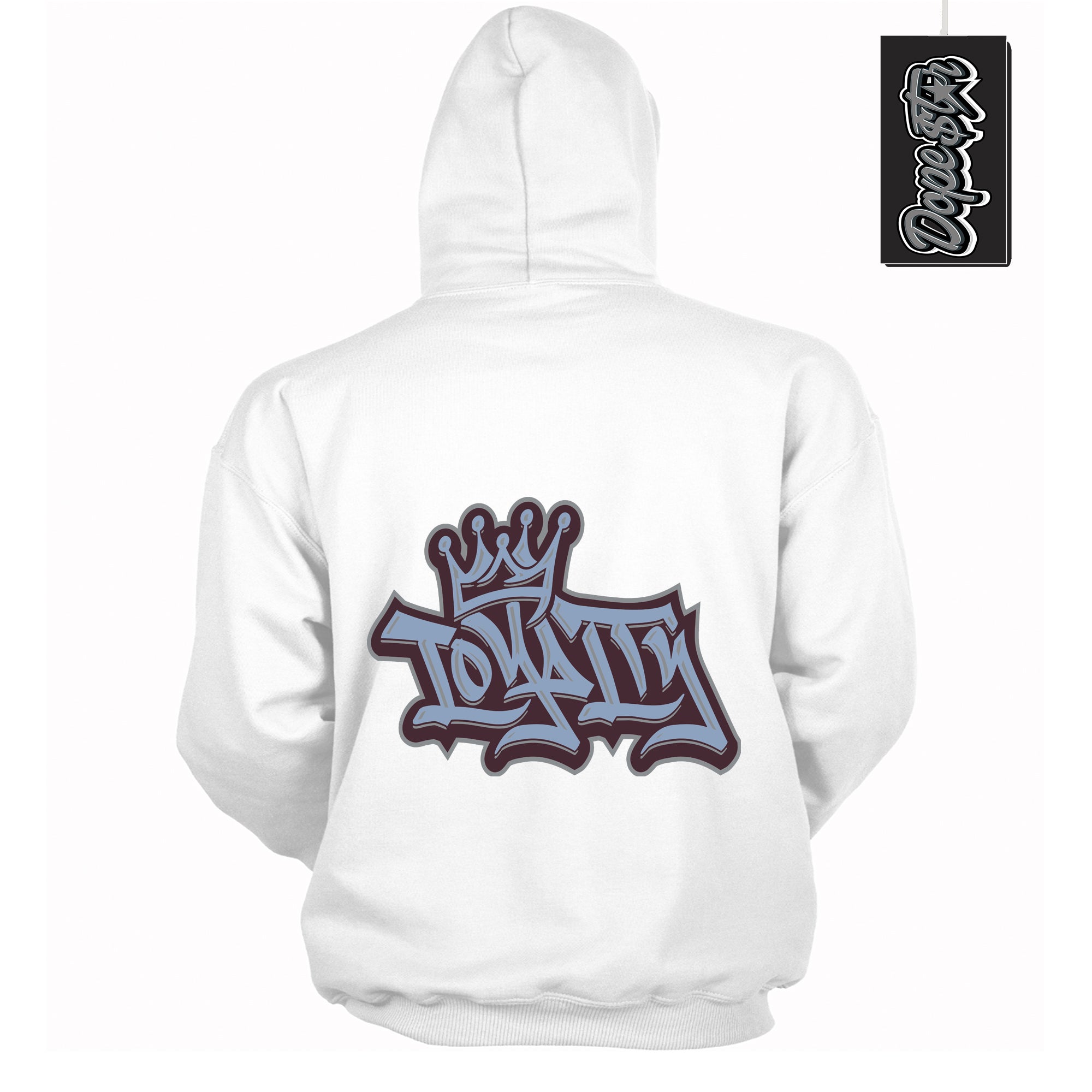 Cool White Hoodie with “ Loyalty Crown ”  design that Perfectly Matches Burgundy 5s Sneakers.