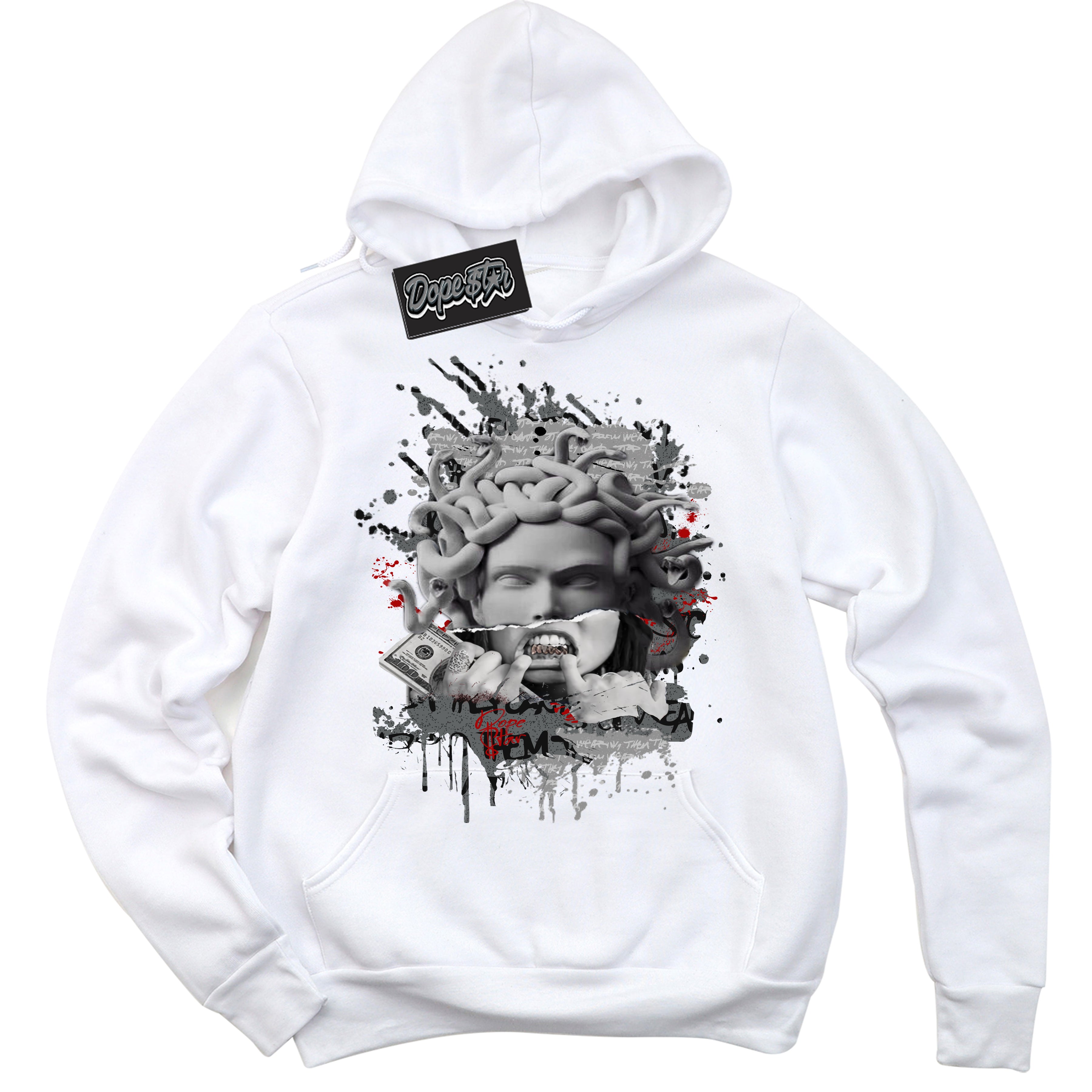 Cool White Hoodie with “ Medusa ”  design that Perfectly Matches Rebellionaire 1s Sneakers.
