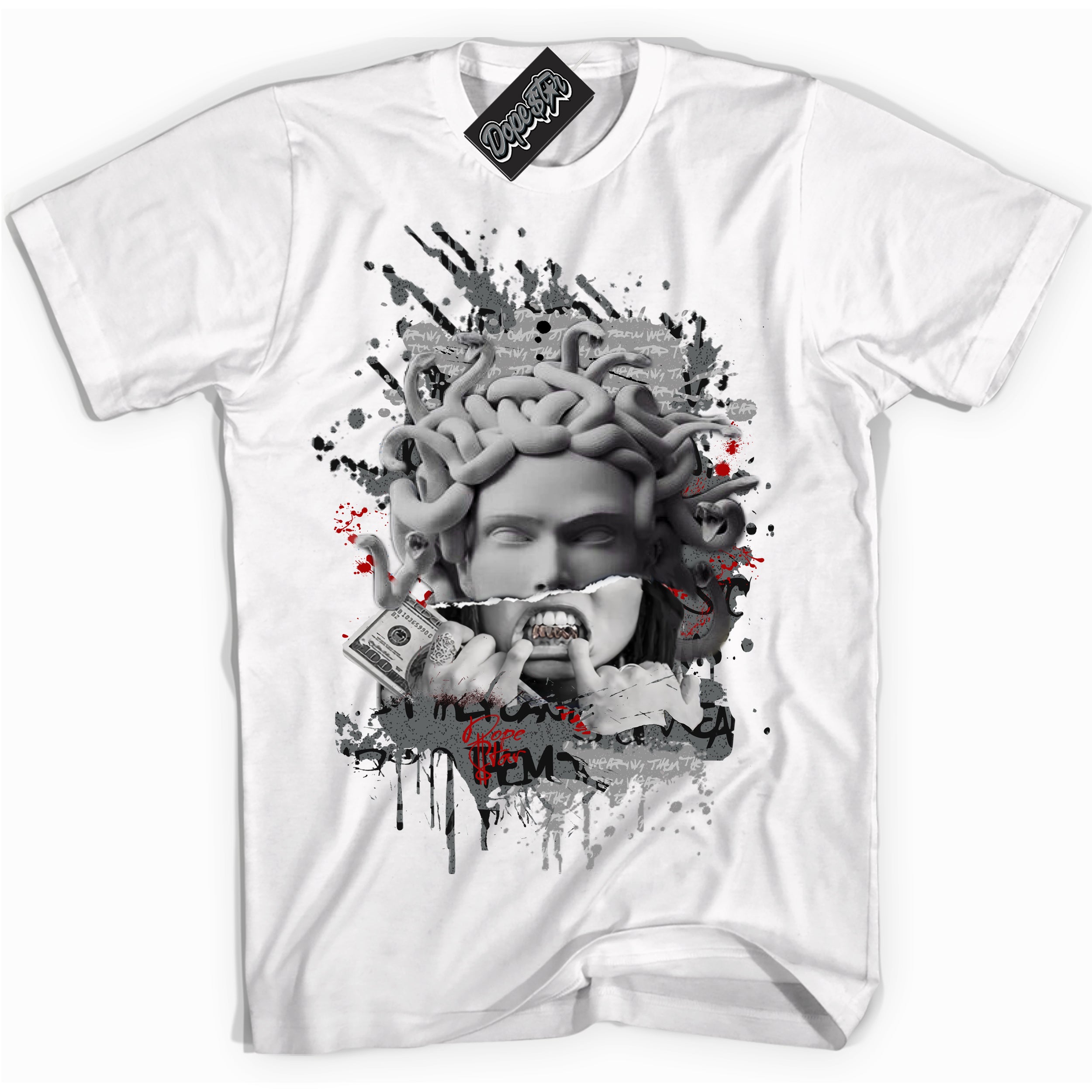 Cool White Shirt with “ Medusa ” design that perfectly matches Rebellionaire 1s Sneakers.