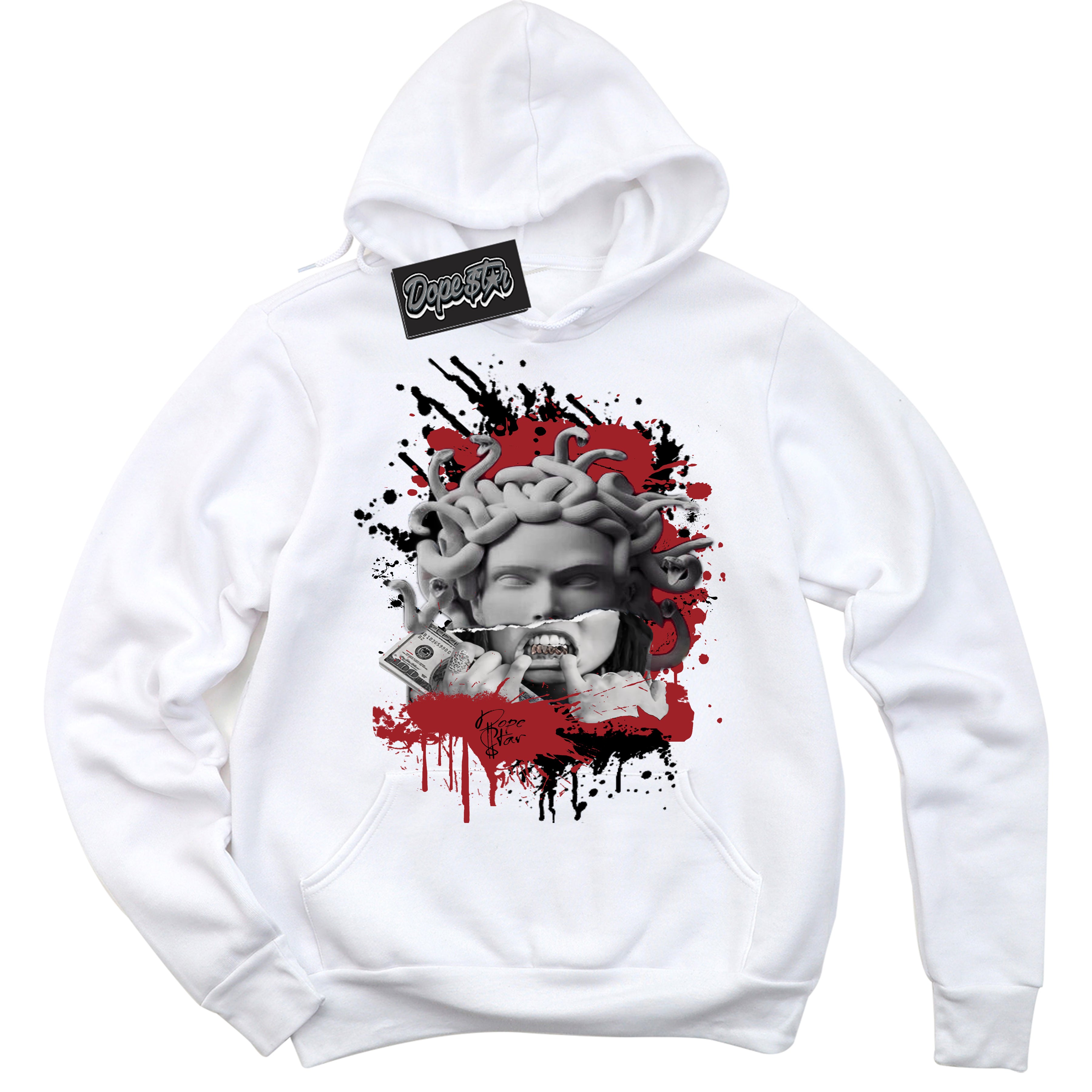 Cool White Hoodie With “ Medusa “  Design That Perfectly Matches Lost And Found 1s Sneakers.