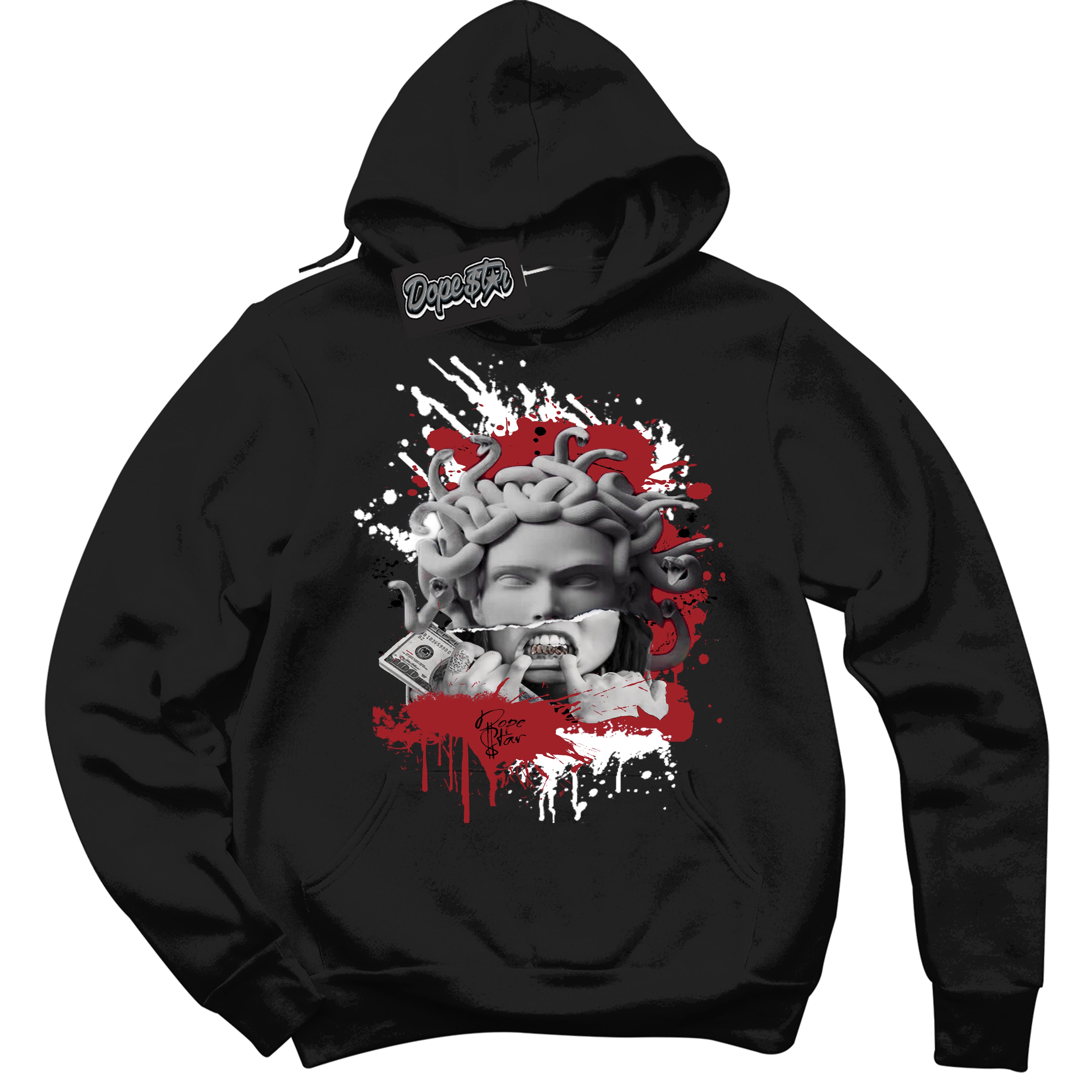 Cool Black Hoodie With “ Medusa “ Design That Perfectly Matches Lost And Found 1s Sneakers