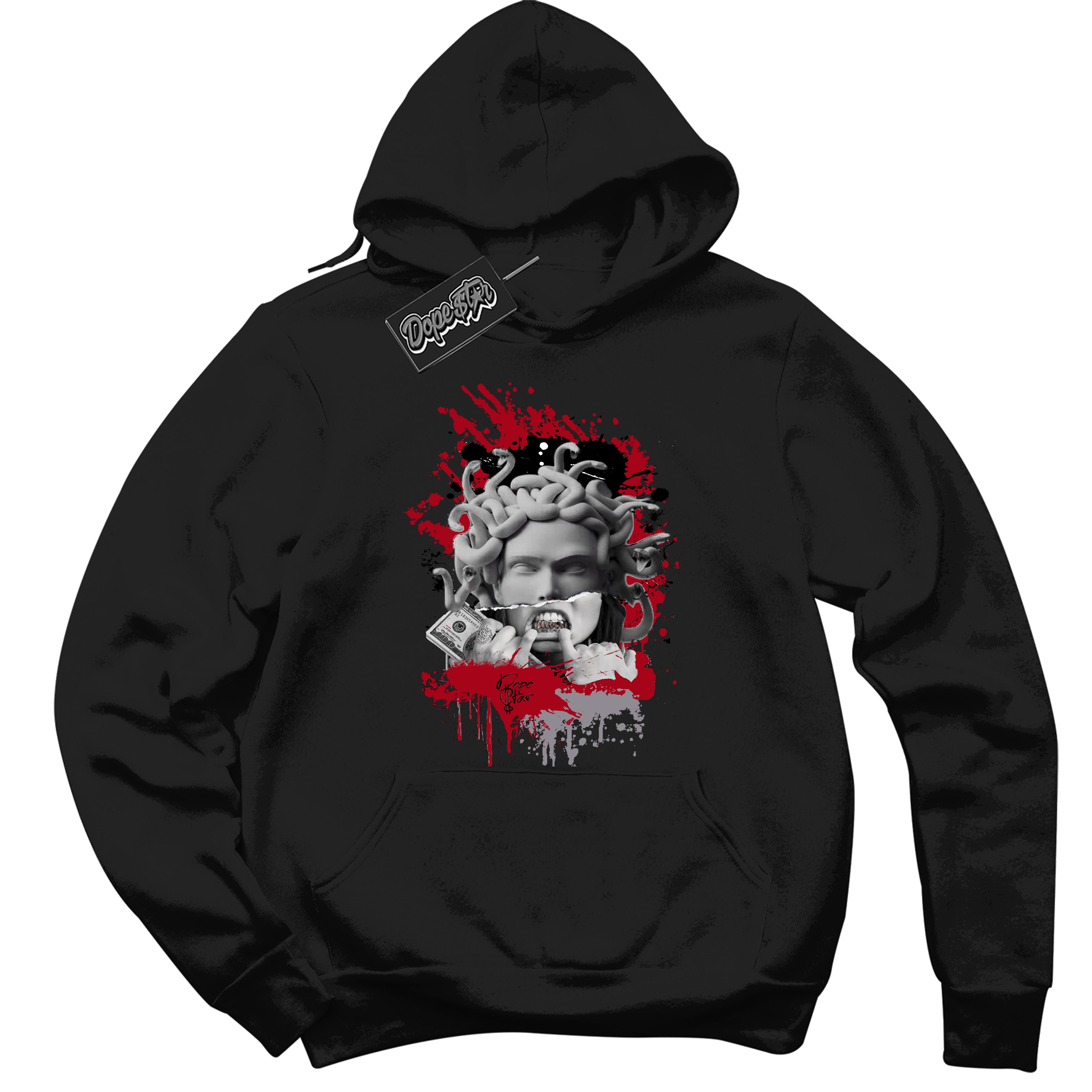 Cool Black Hoodie with “ Medusa ”  design that Perfectly Matches  Bred Reimagined 4s Jordans.