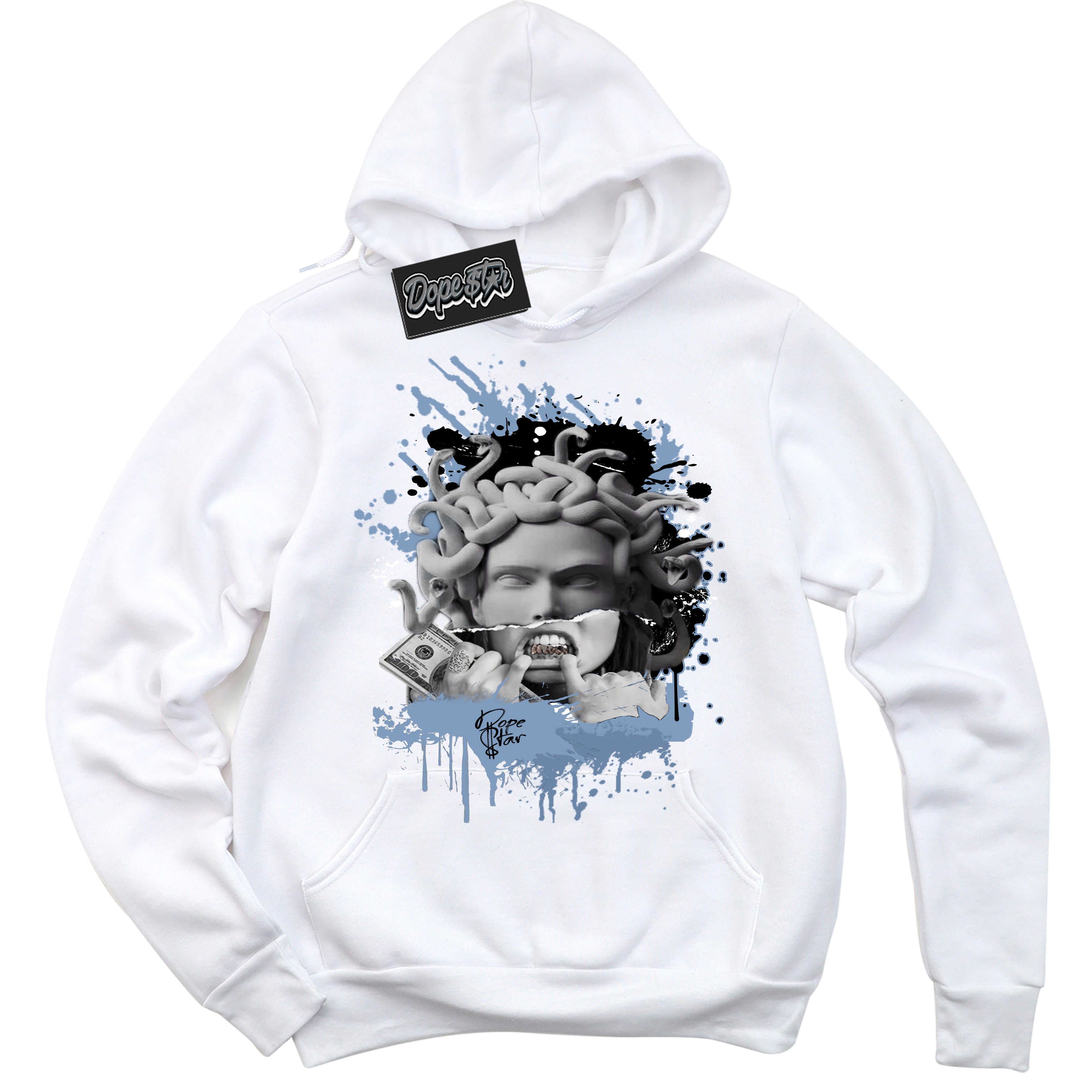 Cool White Hoodie with “ Medusa ”  design that Perfectly Matches Reverse Oreo 6s Sneakers.