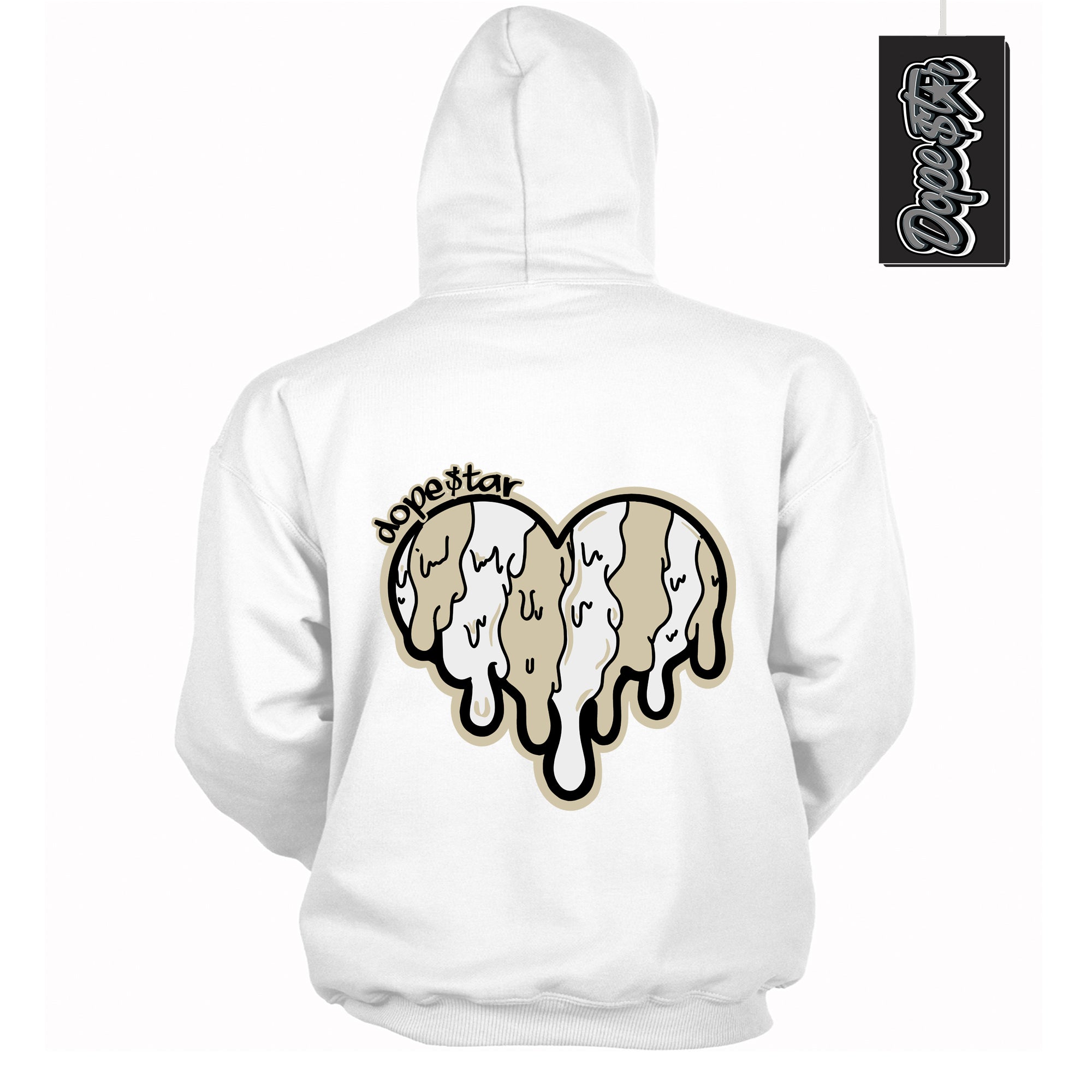 Cool White Hoodie with “ Melting Heart ”  design that Perfectly Matches Gratitude 11s Sneakers.