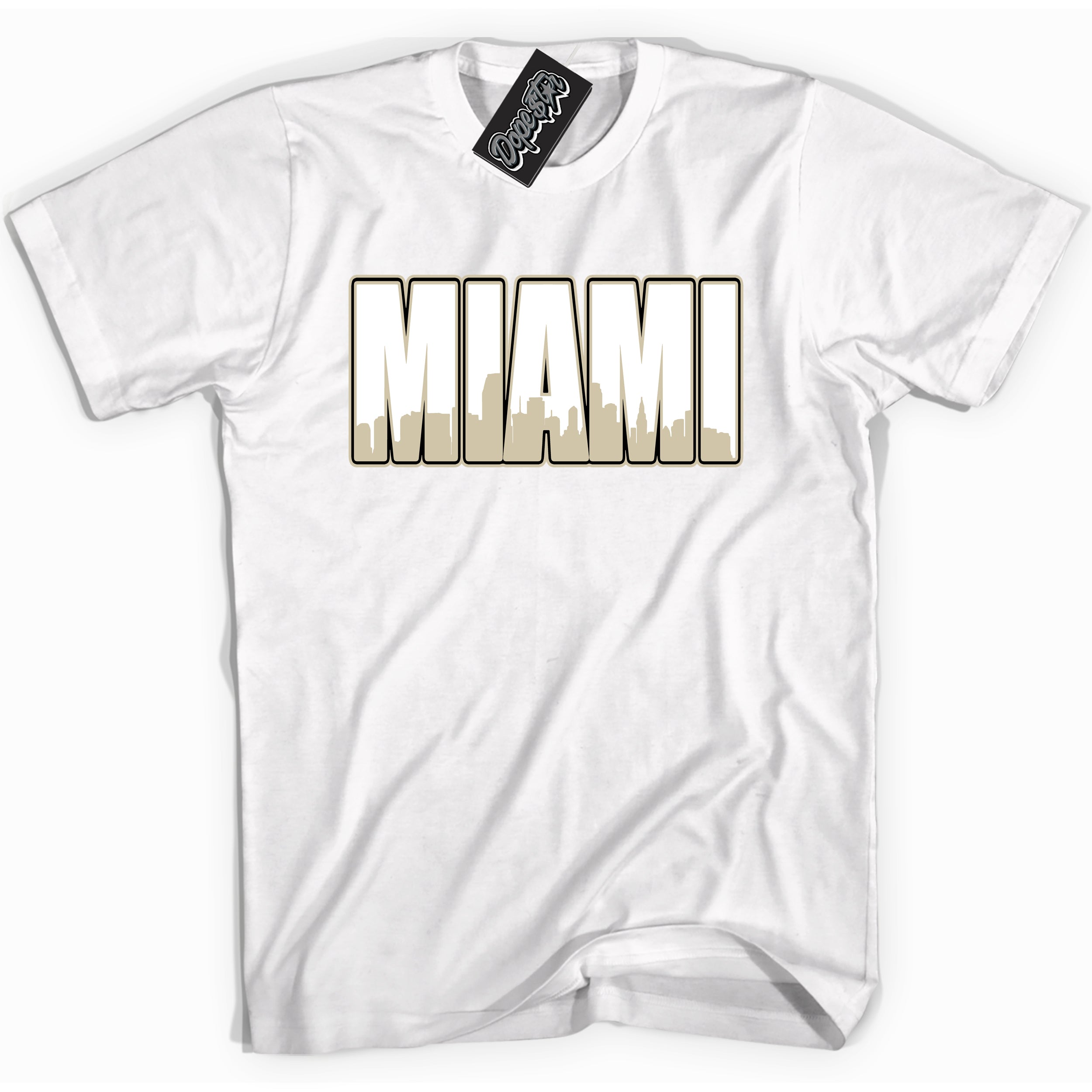 Cool White Shirt with “ Miami” design that perfectly matches Gratitude 11s Sneakers.