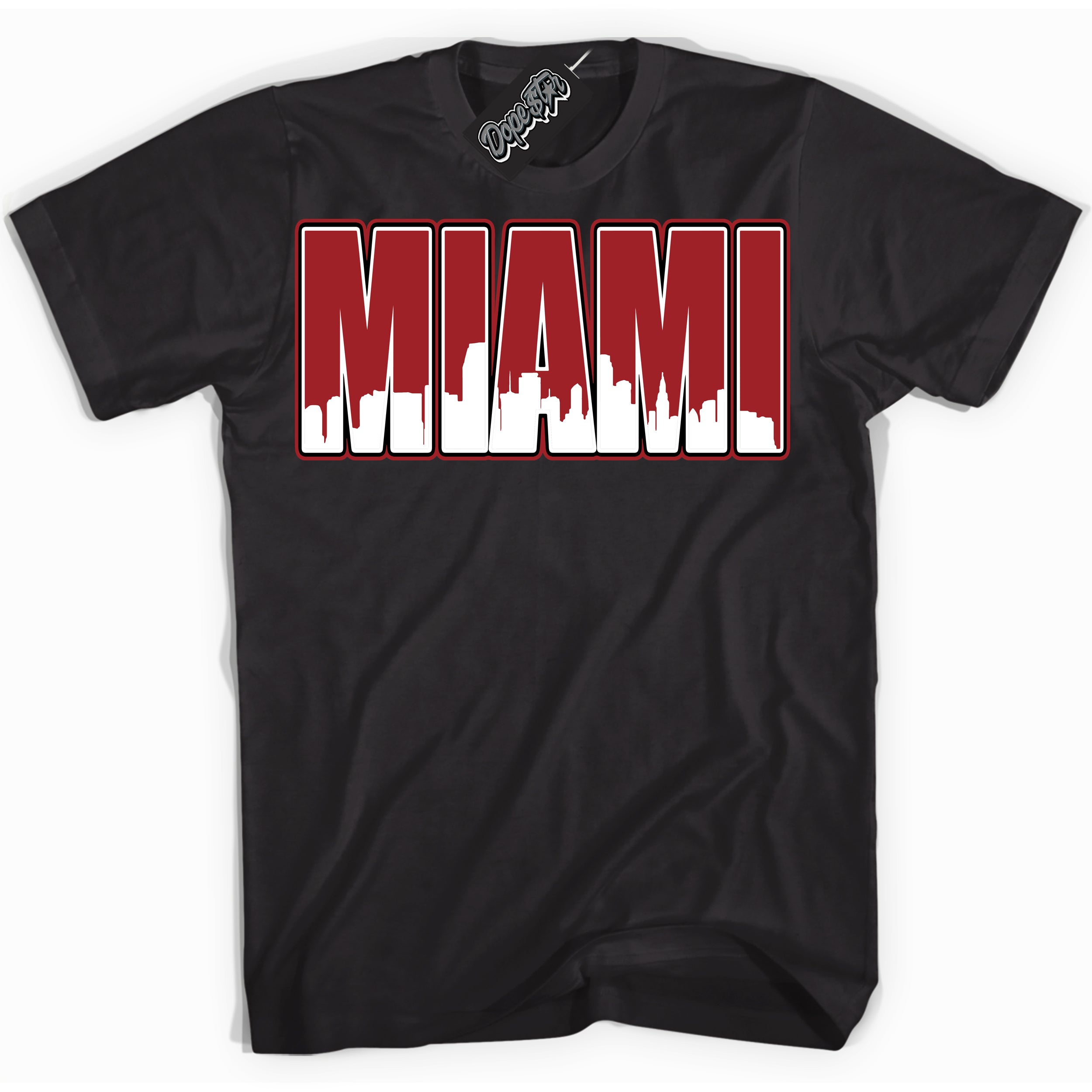 Cool Black graphic tee with “ Miami ” print, that perfectly matches Lost And Found 1s sneakers 