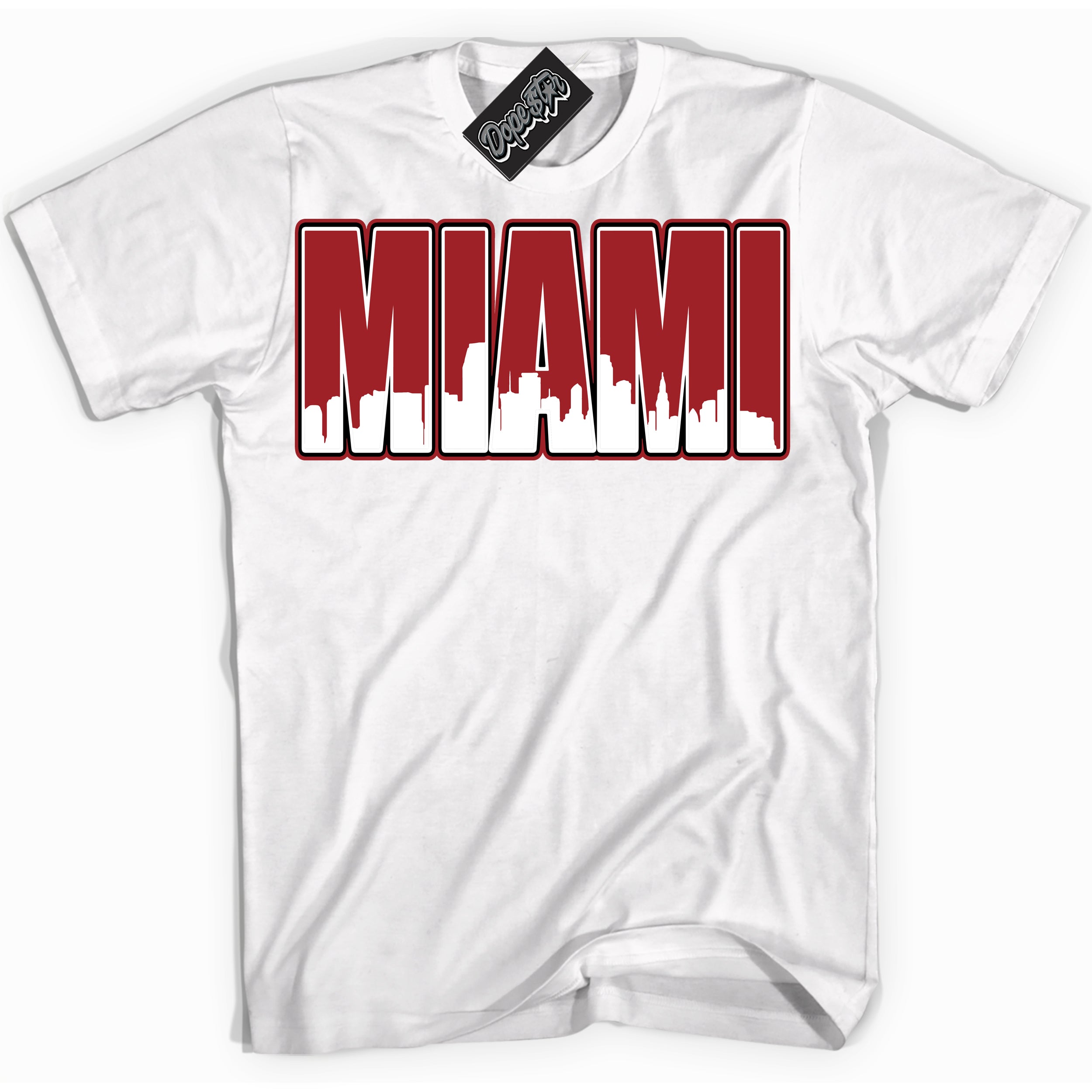 Cool White graphic tee with “ Miami ” print, that perfectly matches Lost And Found 1s sneakers 