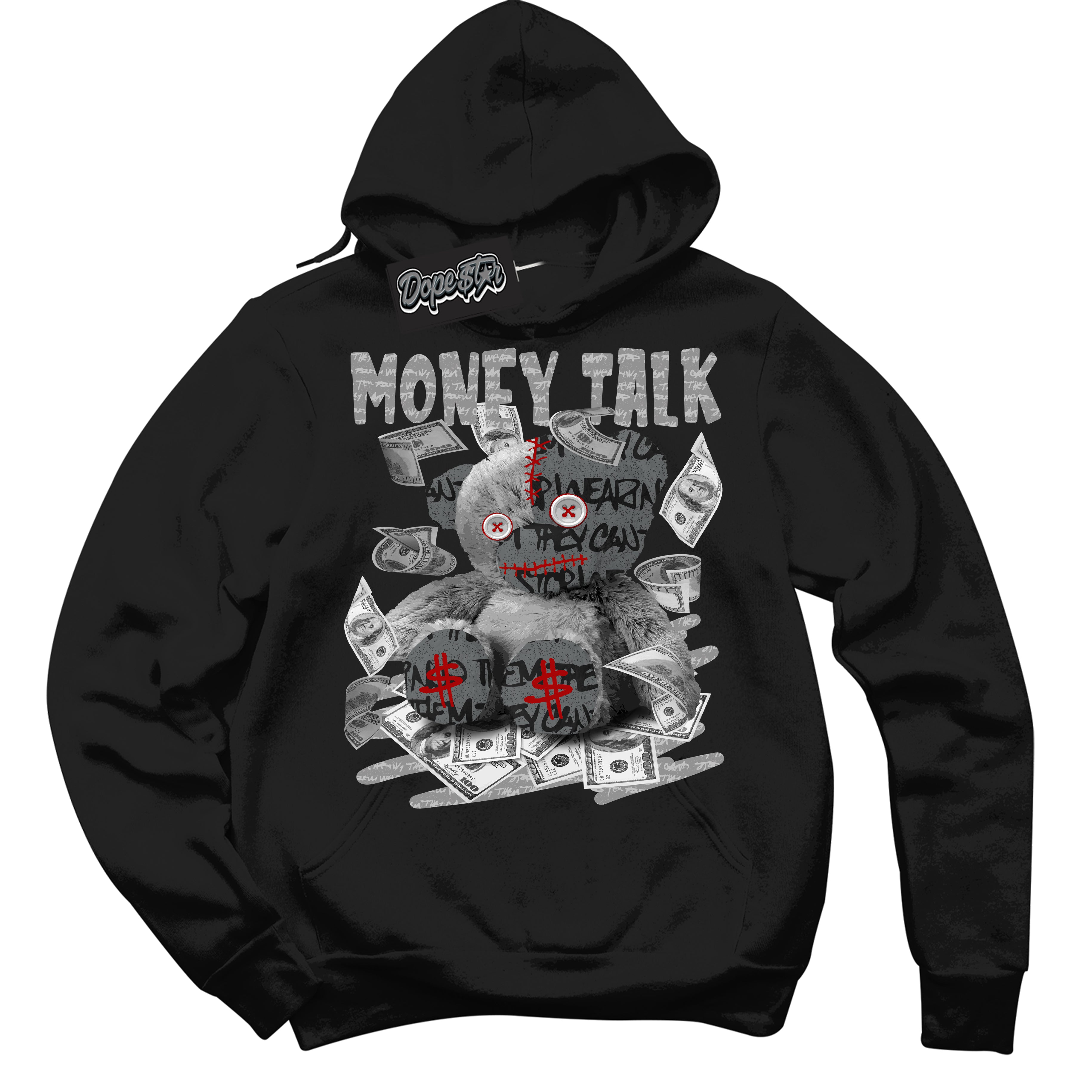 Cool Black Hoodie with “ Money Talk Bear ”  design that Perfectly Matches Rebellionaire 1s Sneakers.