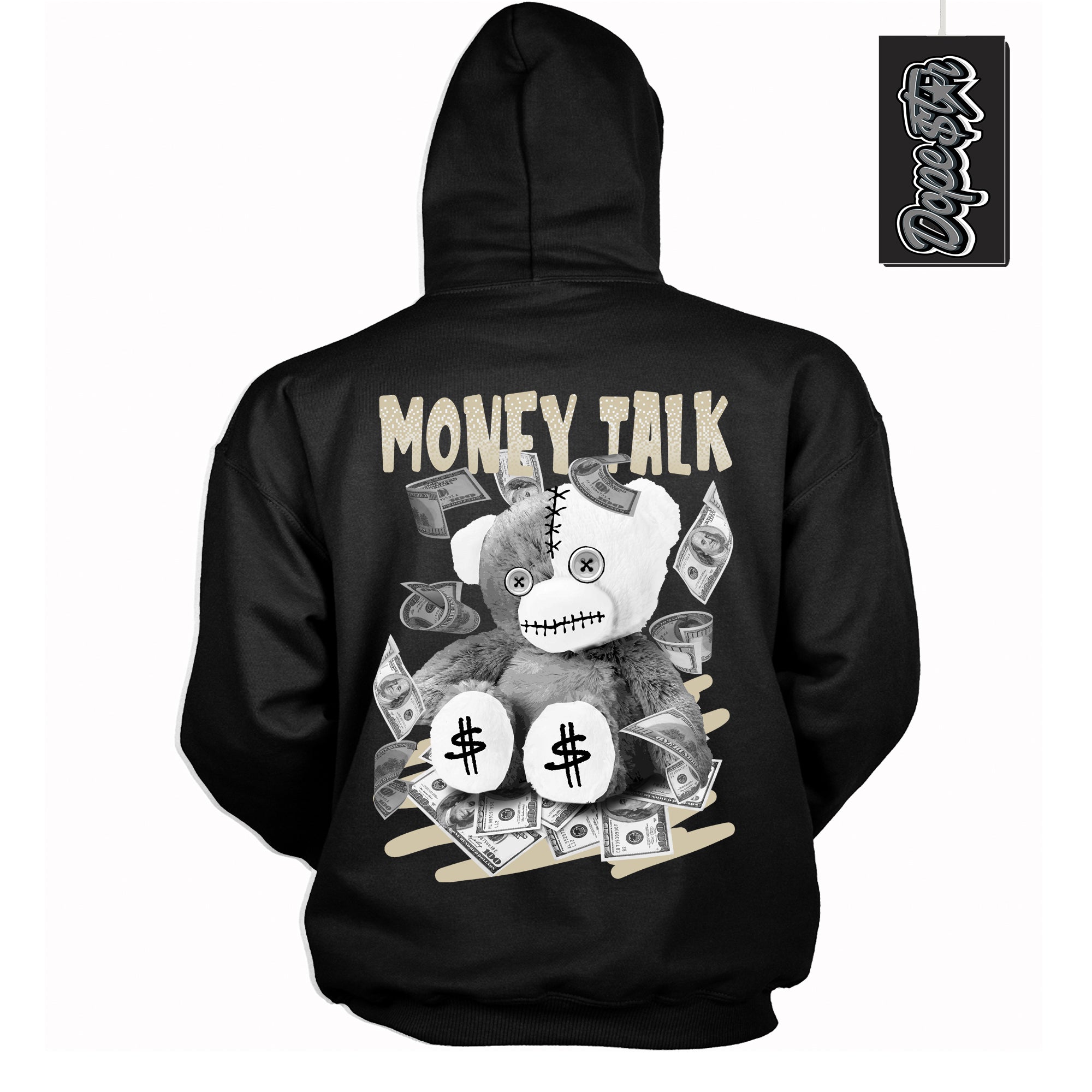 Cool Black Hoodie with “ Money Talk Bear ”  design that Perfectly Matches  Gratitude 11s Sneakers.