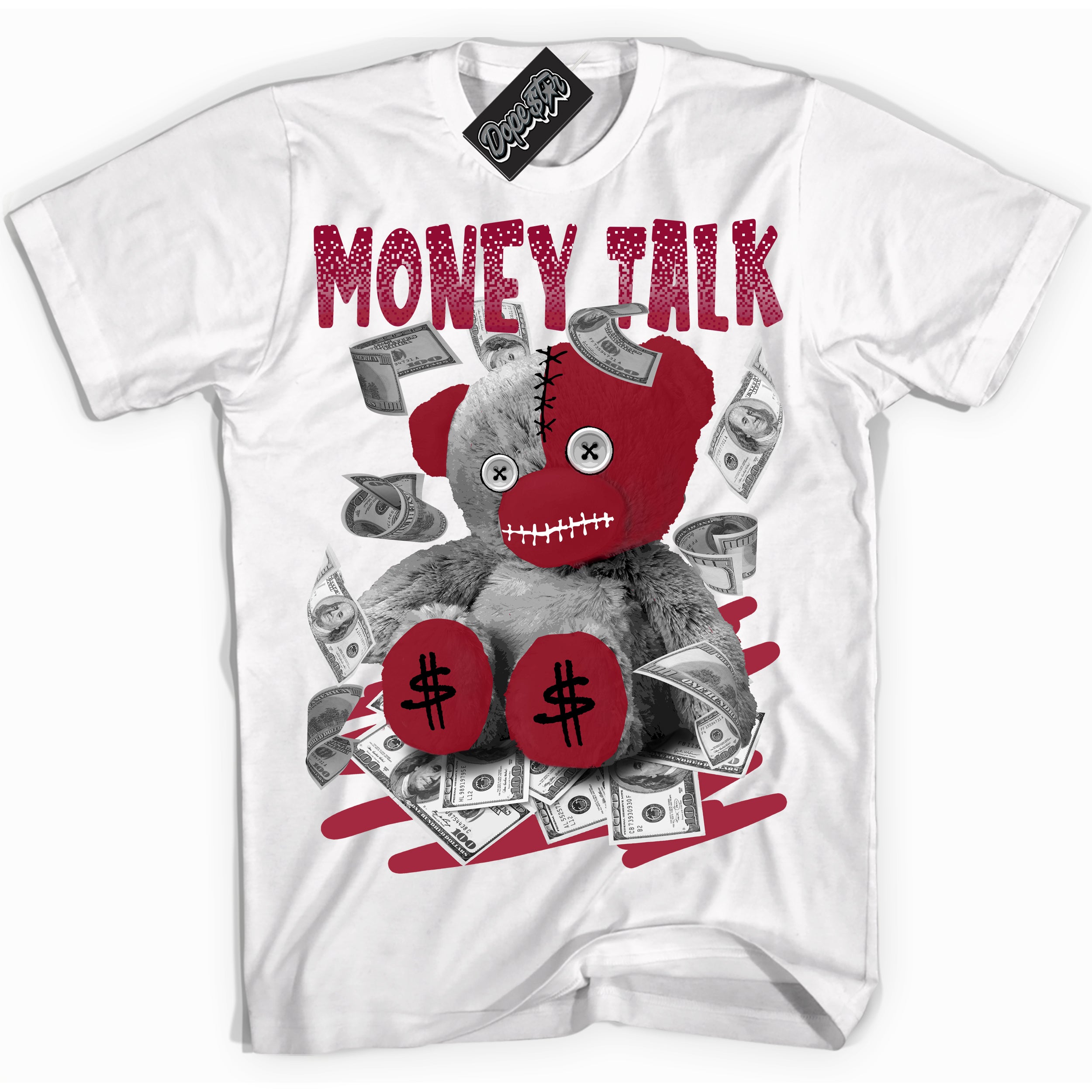 Cool White graphic tee with “ Money Talk Bear ” print, that perfectly matches Lost And Found 1s sneakers 