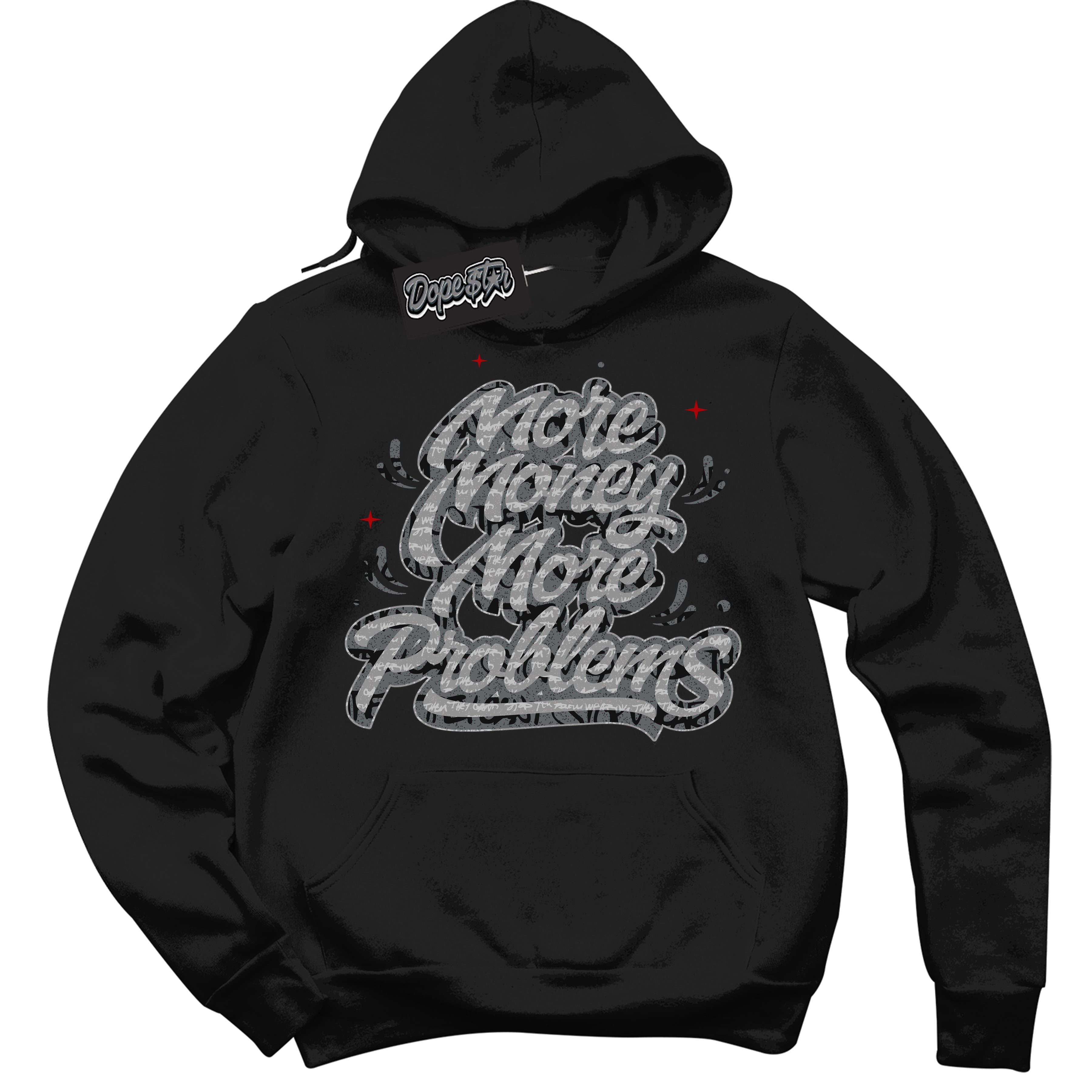 Cool Black Hoodie with “ More Money More Problems ”  design that Perfectly Matches Rebellionaire 1s Sneakers.