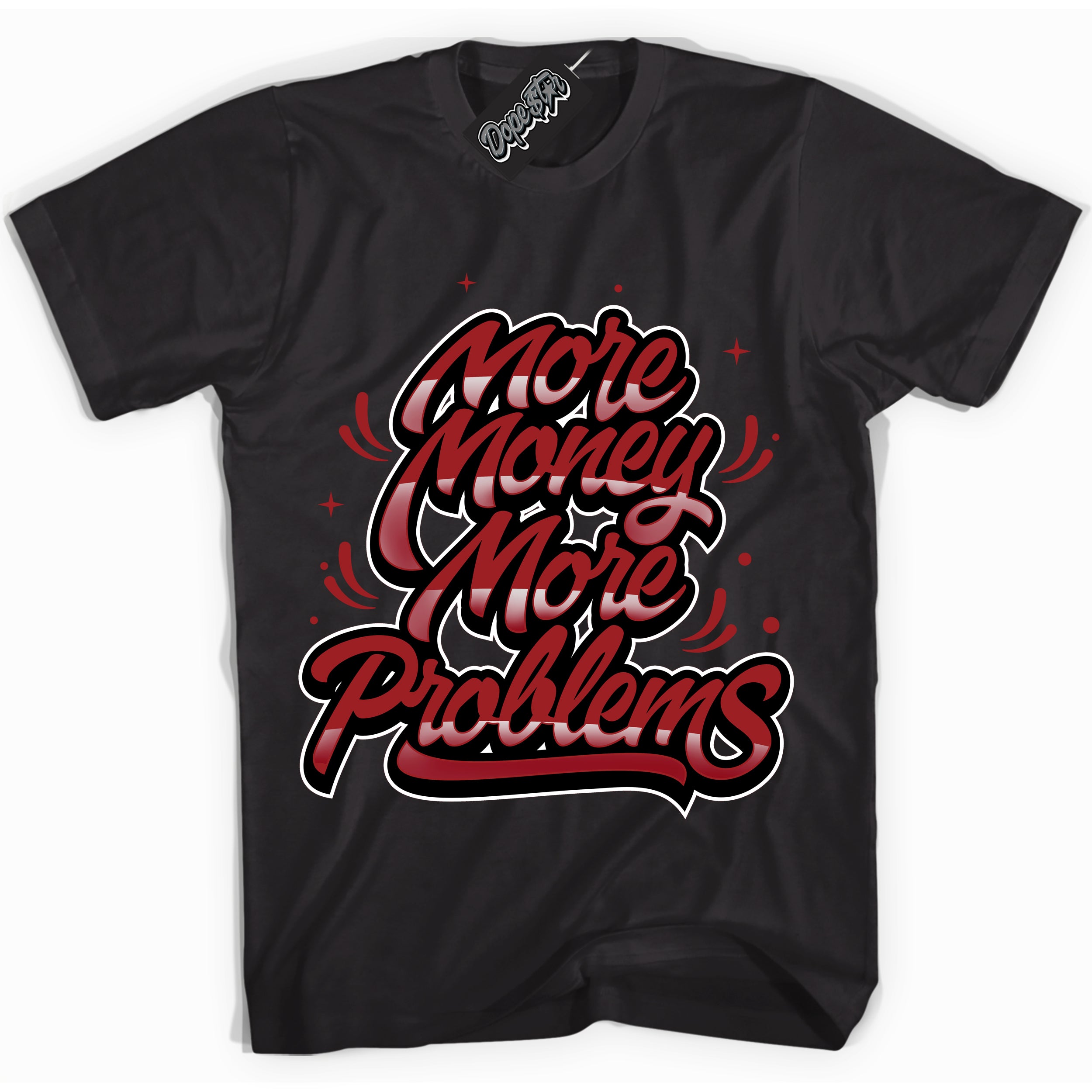 Cool Black graphic tee with “ More Money More Problems ” print, that perfectly matches Lost And Found 1s sneakers 