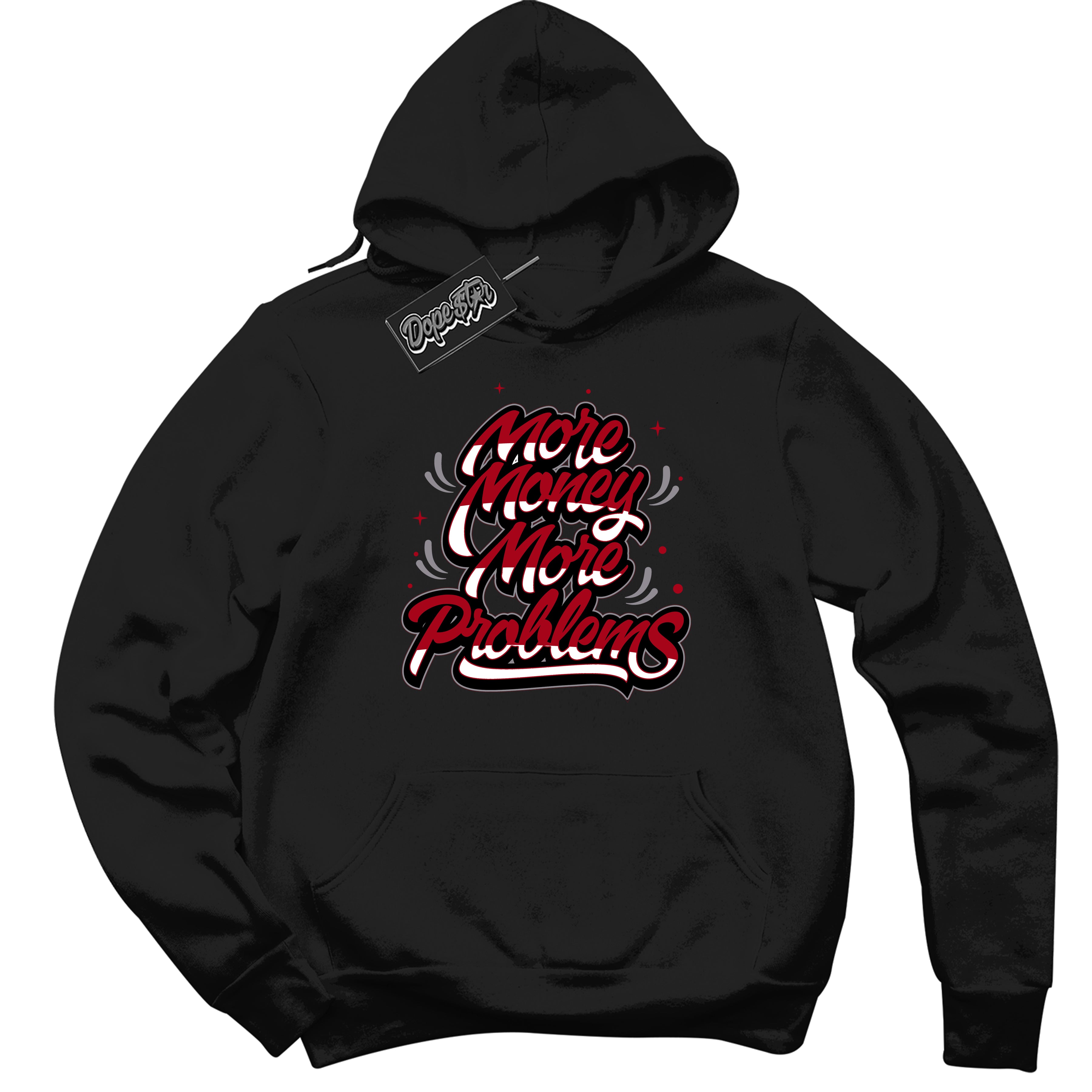 Cool Black Hoodie with “ More Money More Problems ”  design that Perfectly Matches  Bred Reimagined 4s Jordans.