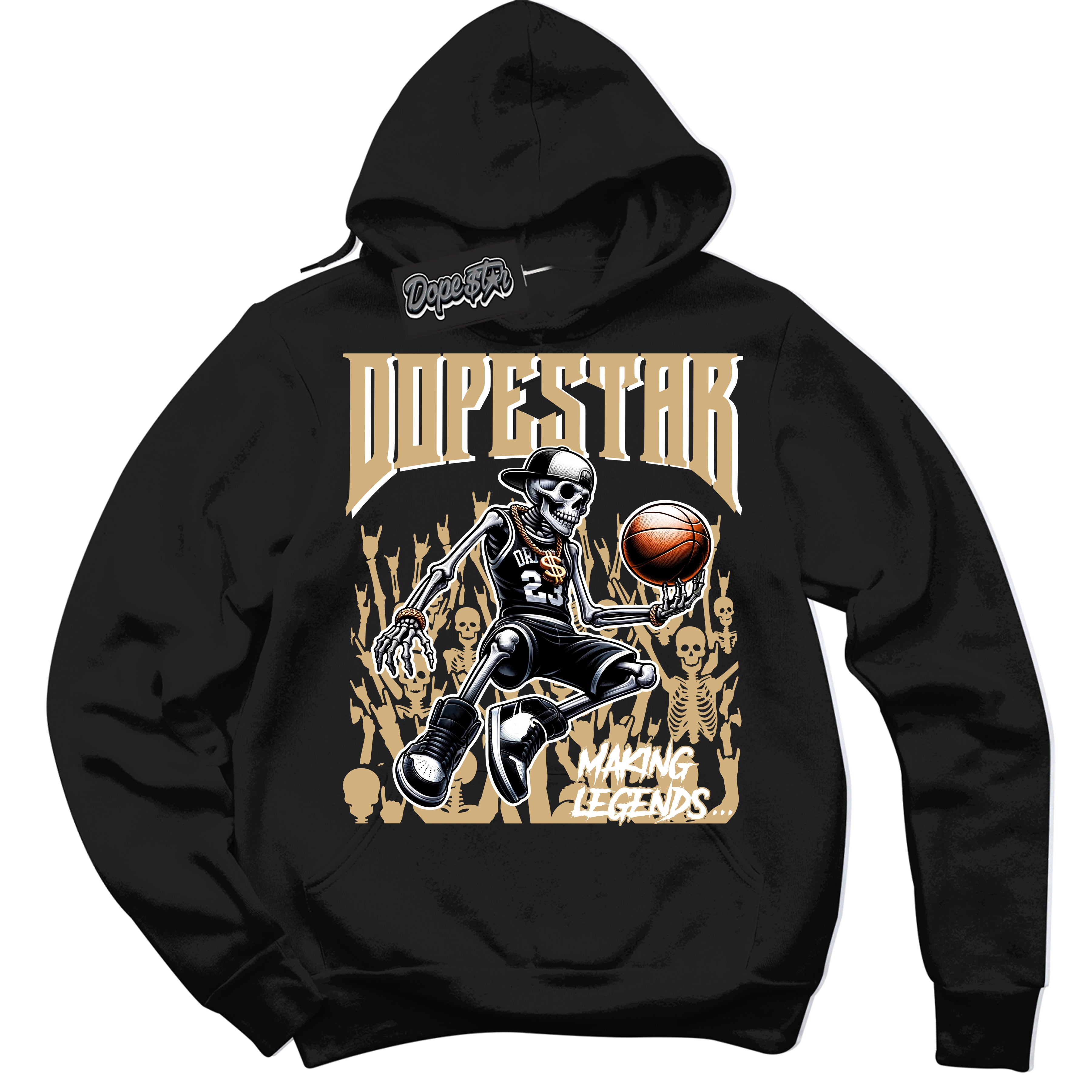 Jordan MVP White Metallic Gold ‘Making Legends’ – Black Streetwear Hoodie | Sneaker Matching sweatshirt for Jordan MVP White Metallic Gold | Men's and Women's Streetwear Graphic Hoodie by Sneaker Shirts Outlet
