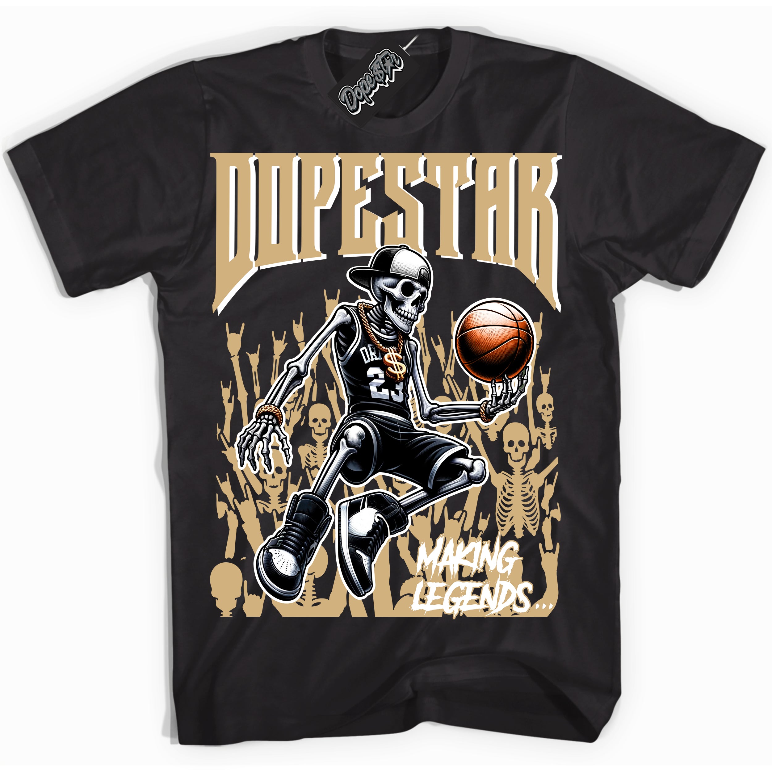 Jordan MVP White Metallic Gold ‘Making Legends’ – Black Streetwear T-Shirt | Sneaker Matching shirt for Jordan MVP White Metallic Gold | Men's and Women's Streetwear Graphic Tee by Sneaker Shirts Outlet.
