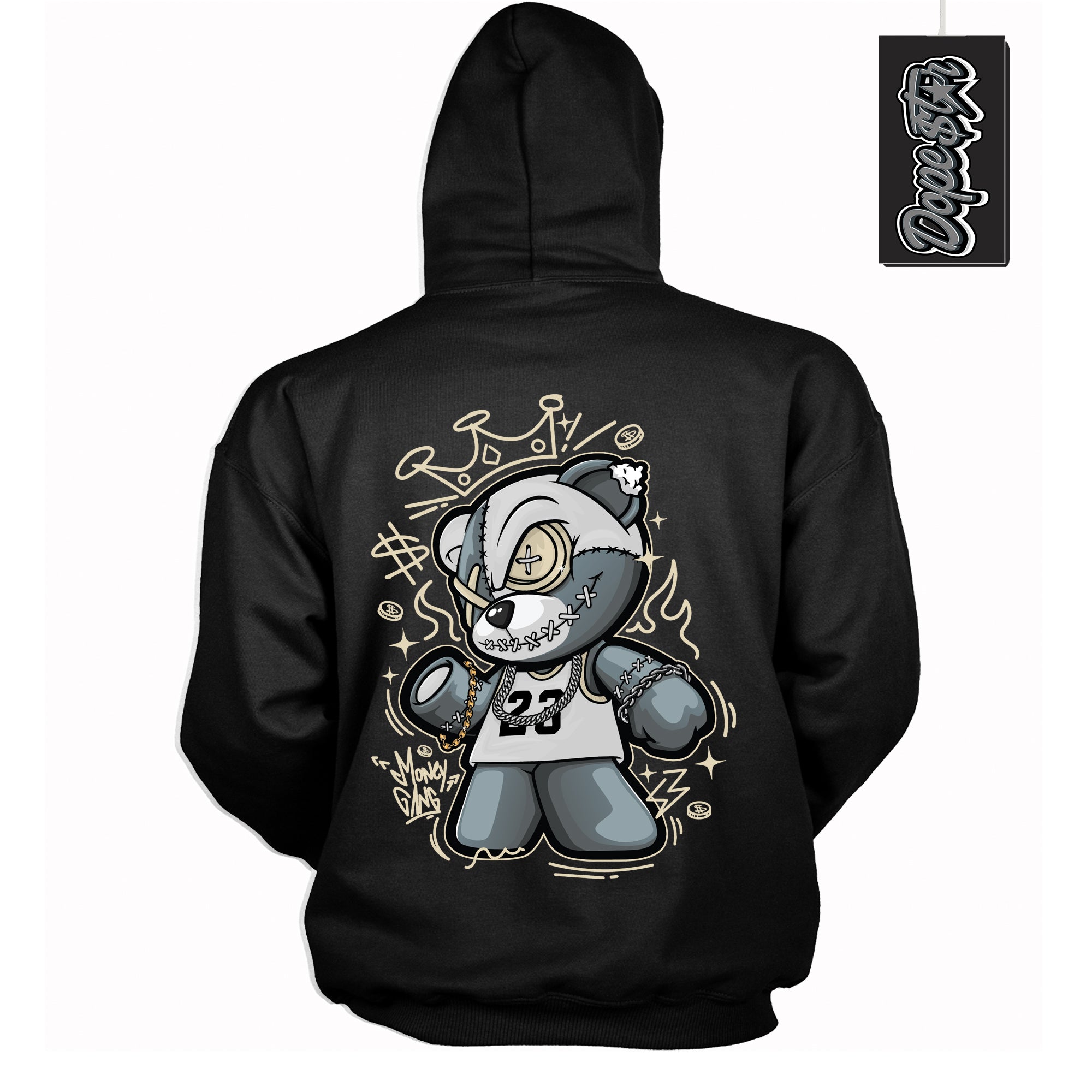 Cool Black Hoodie with “ Money Gang Bear ”  design that Perfectly Matches  Gratitude 11s Sneakers.