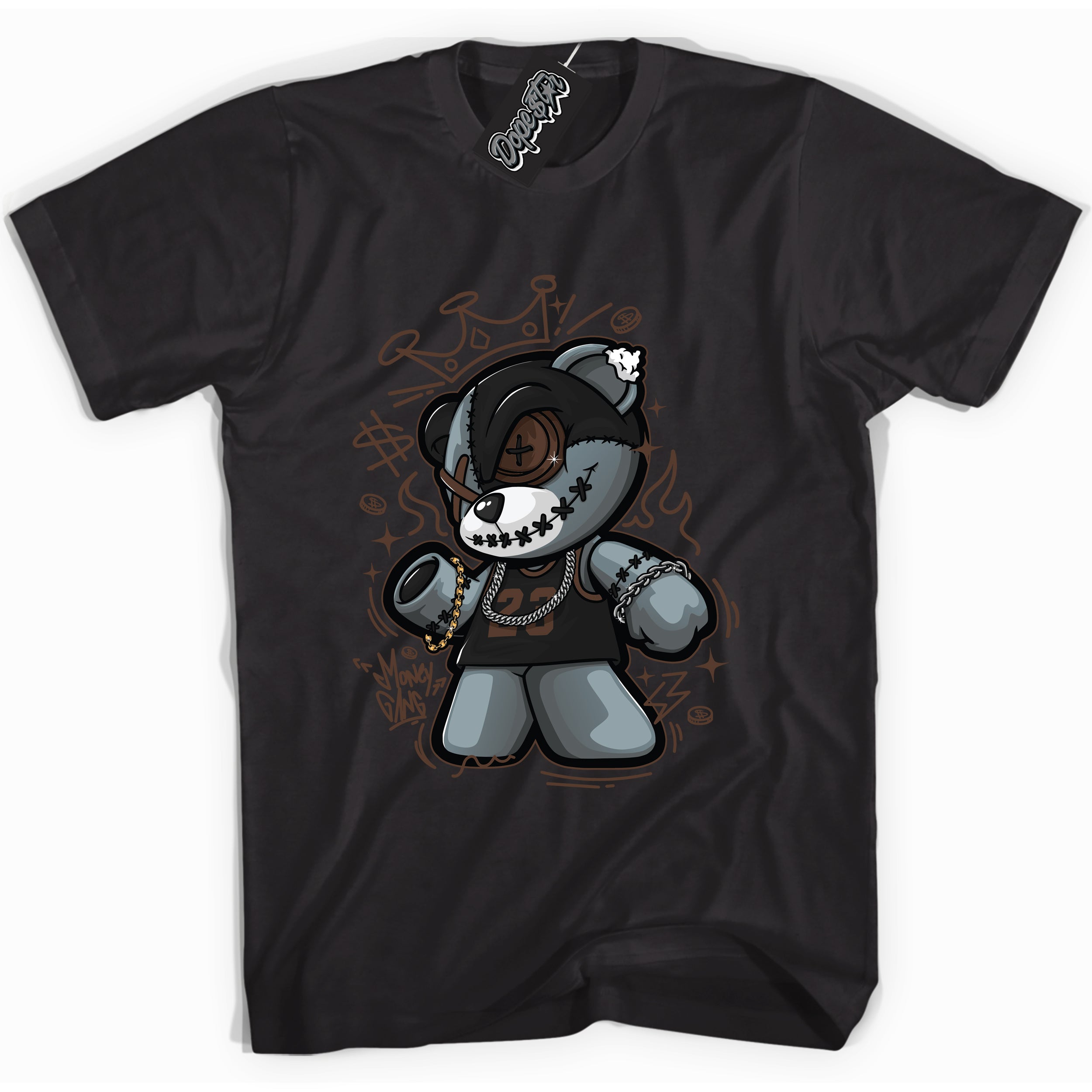 Cool Black graphic tee with “ Money Gang Bear ” design, that perfectly matches Palomino 1s sneakers 