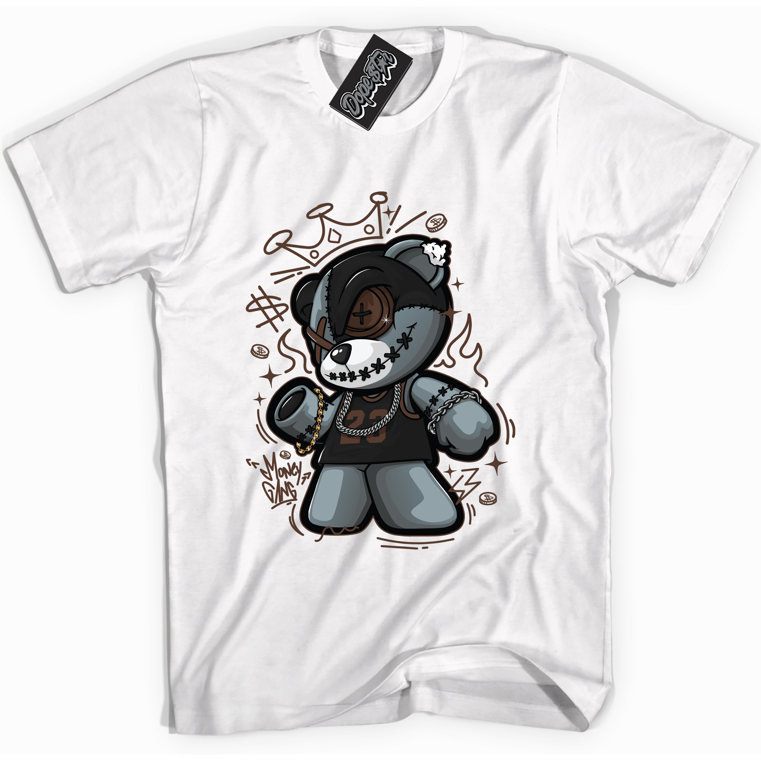 Cool White graphic tee with “ Money Gang Bear ” design, that perfectly matches Palomino 1s sneakers 