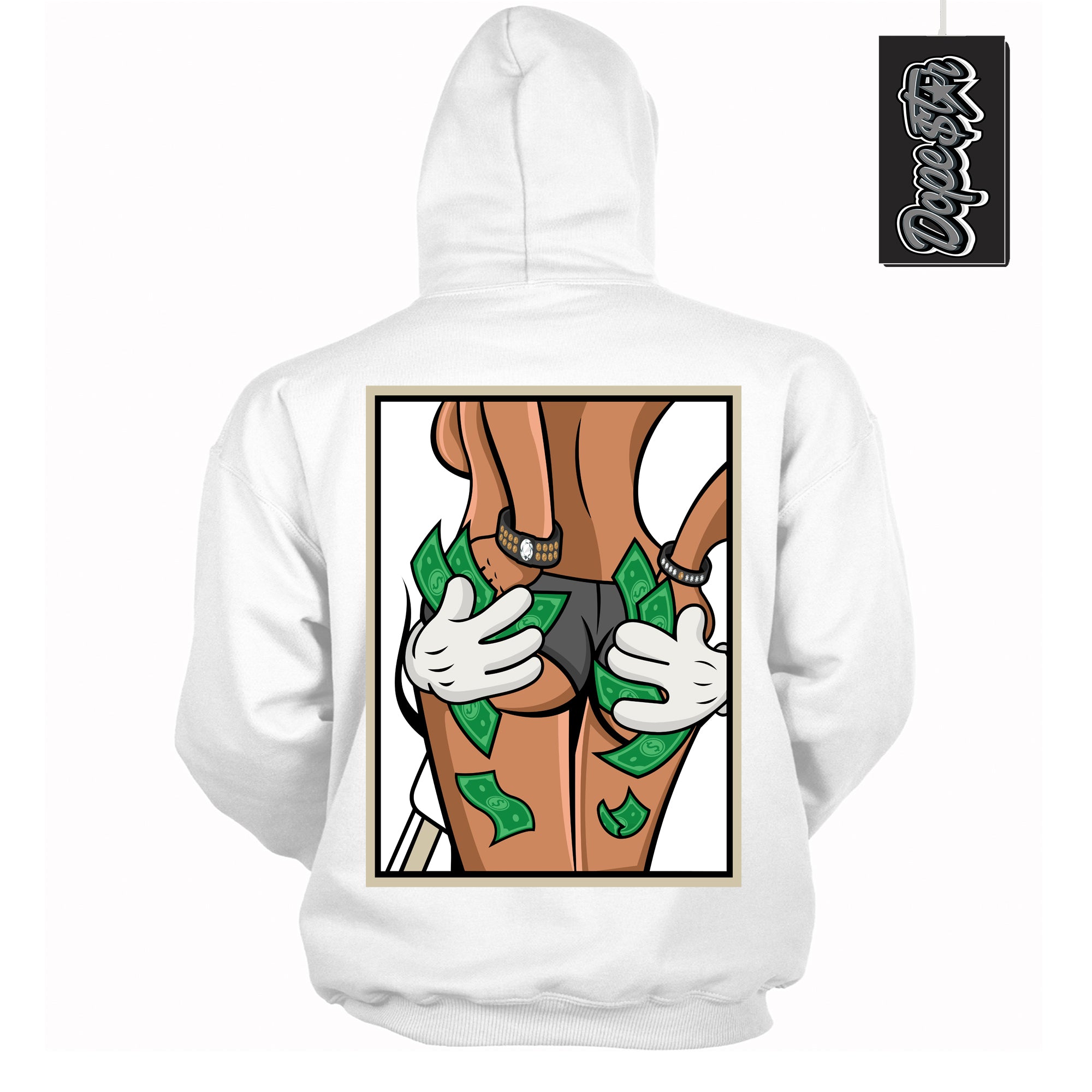 Cool White Hoodie with “ Money Hands ”  design that Perfectly Matches Gratitude 11s Sneakers.