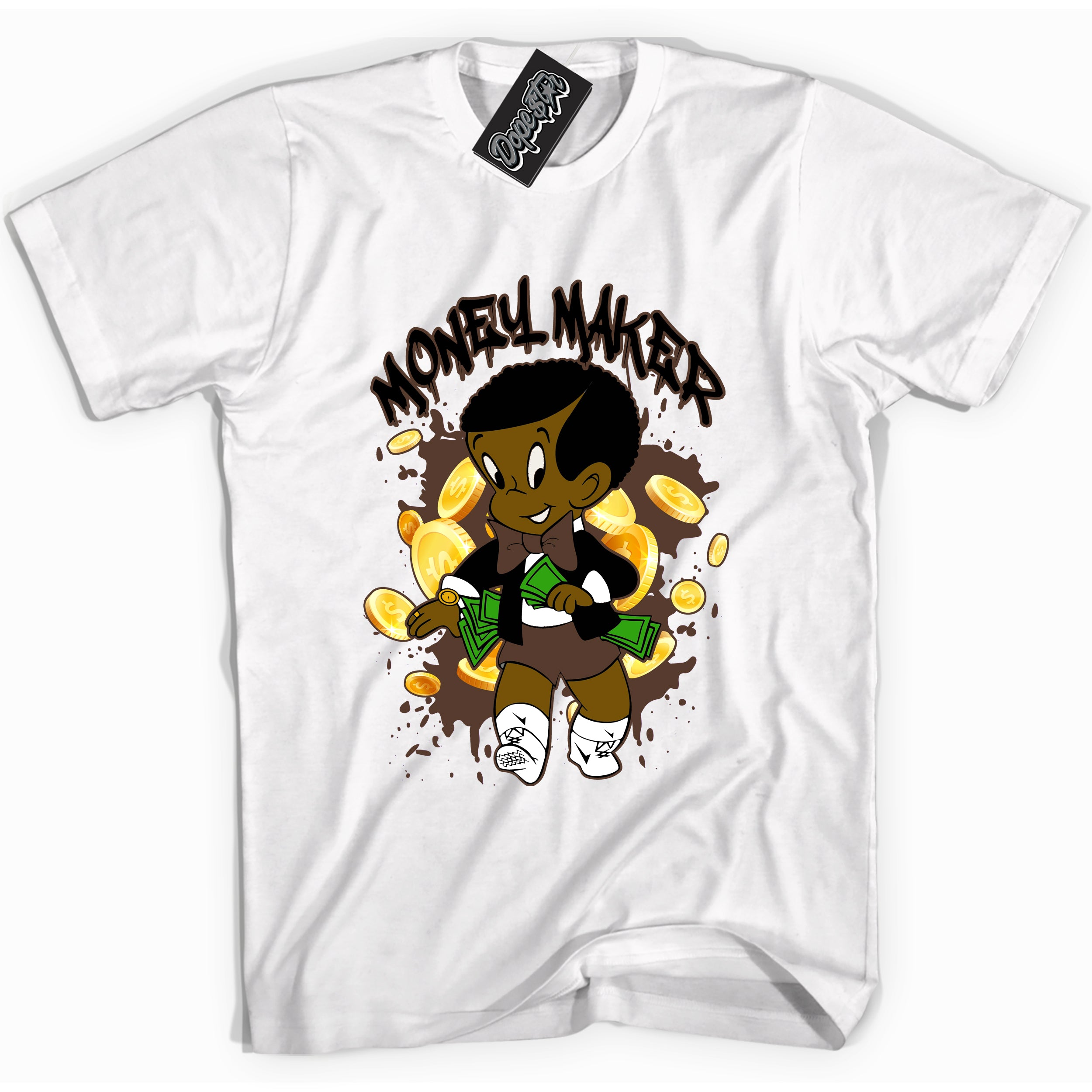 Cool White graphic tee with “ Money Maker ” design, that perfectly matches Palomino 1s sneakers 
