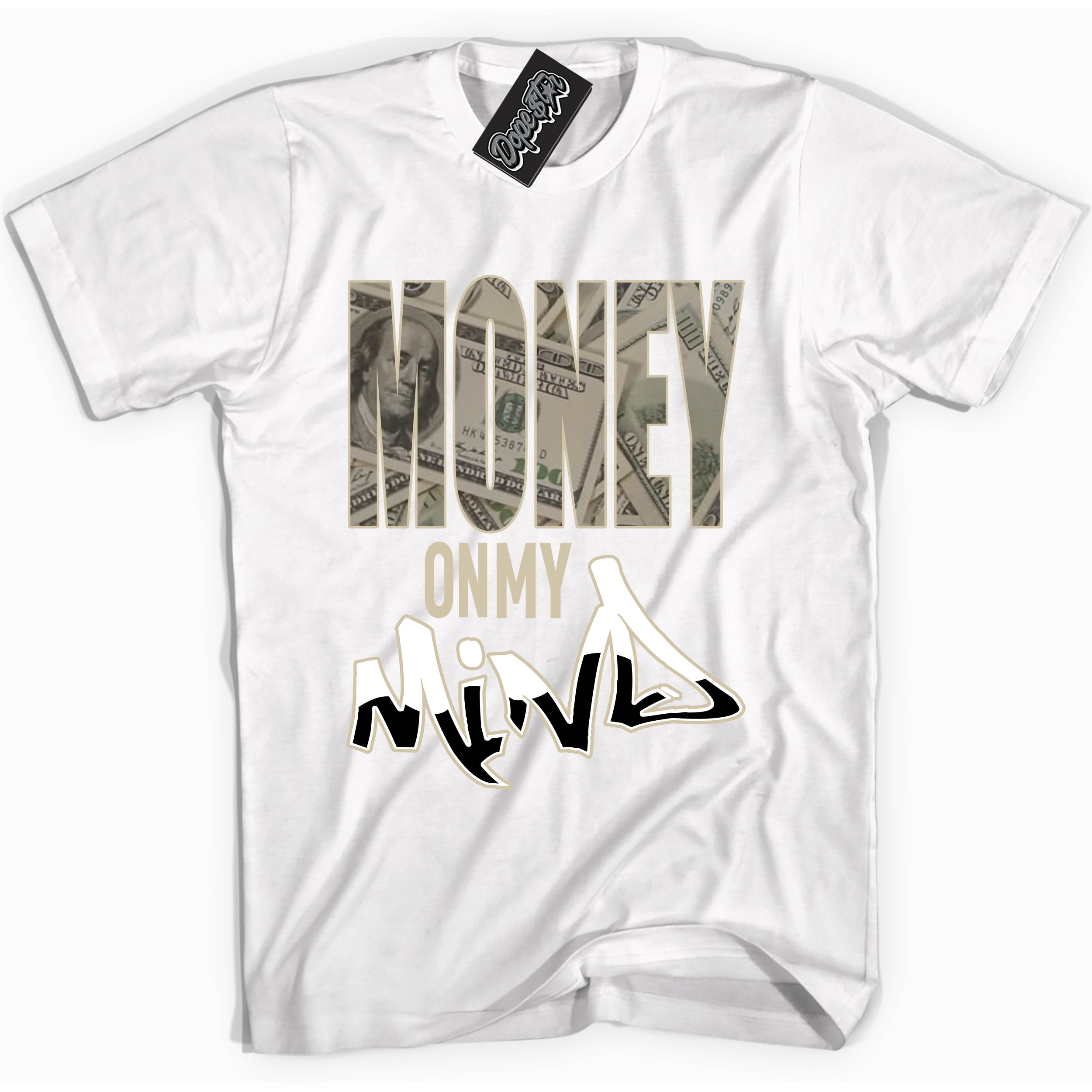 Cool White Shirt with “ Money On My Mind” design that perfectly matches Gratitude 11s Sneakers.