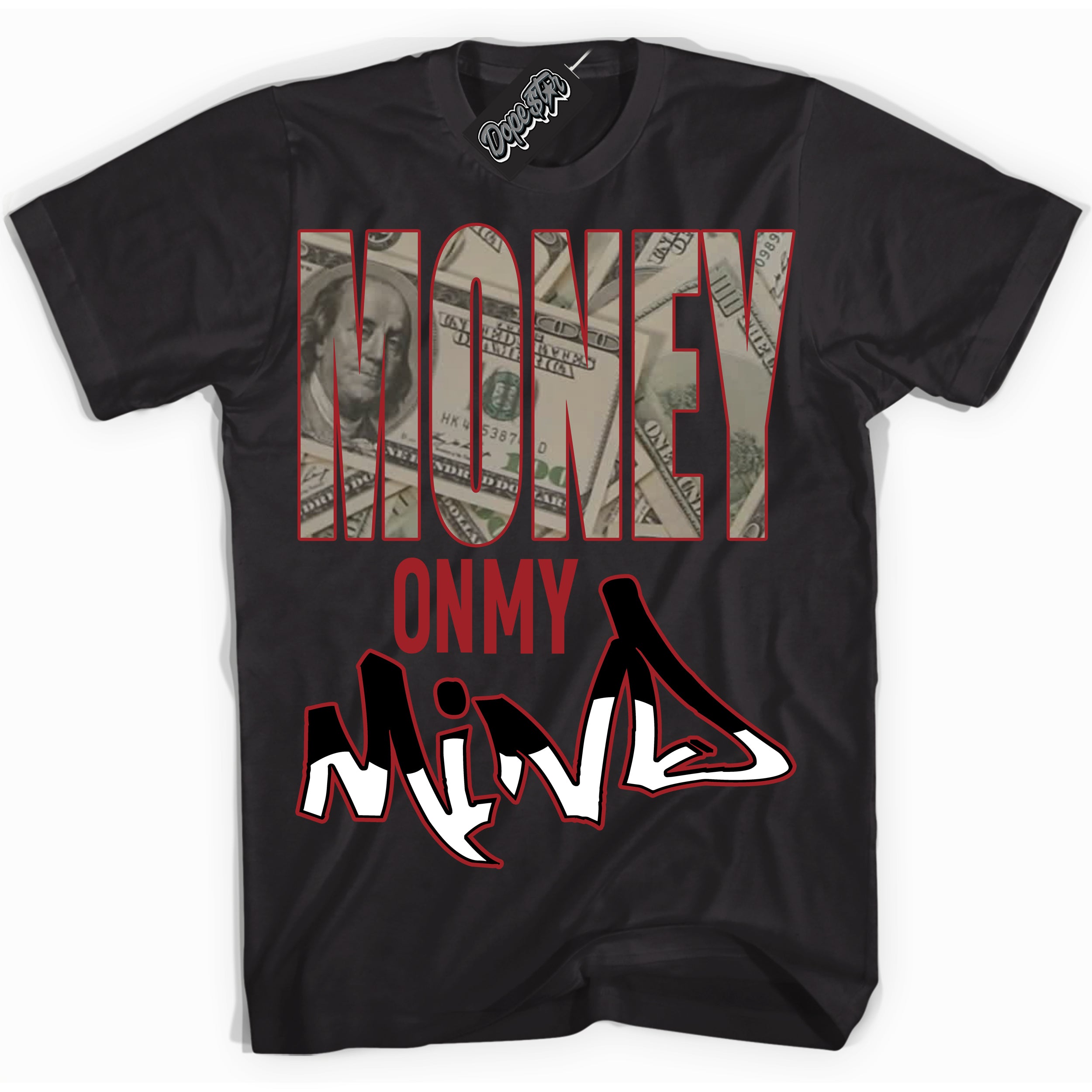 Cool Black graphic tee with “ Money On My Mind ” print, that perfectly matches Lost And Found 1s sneakers 