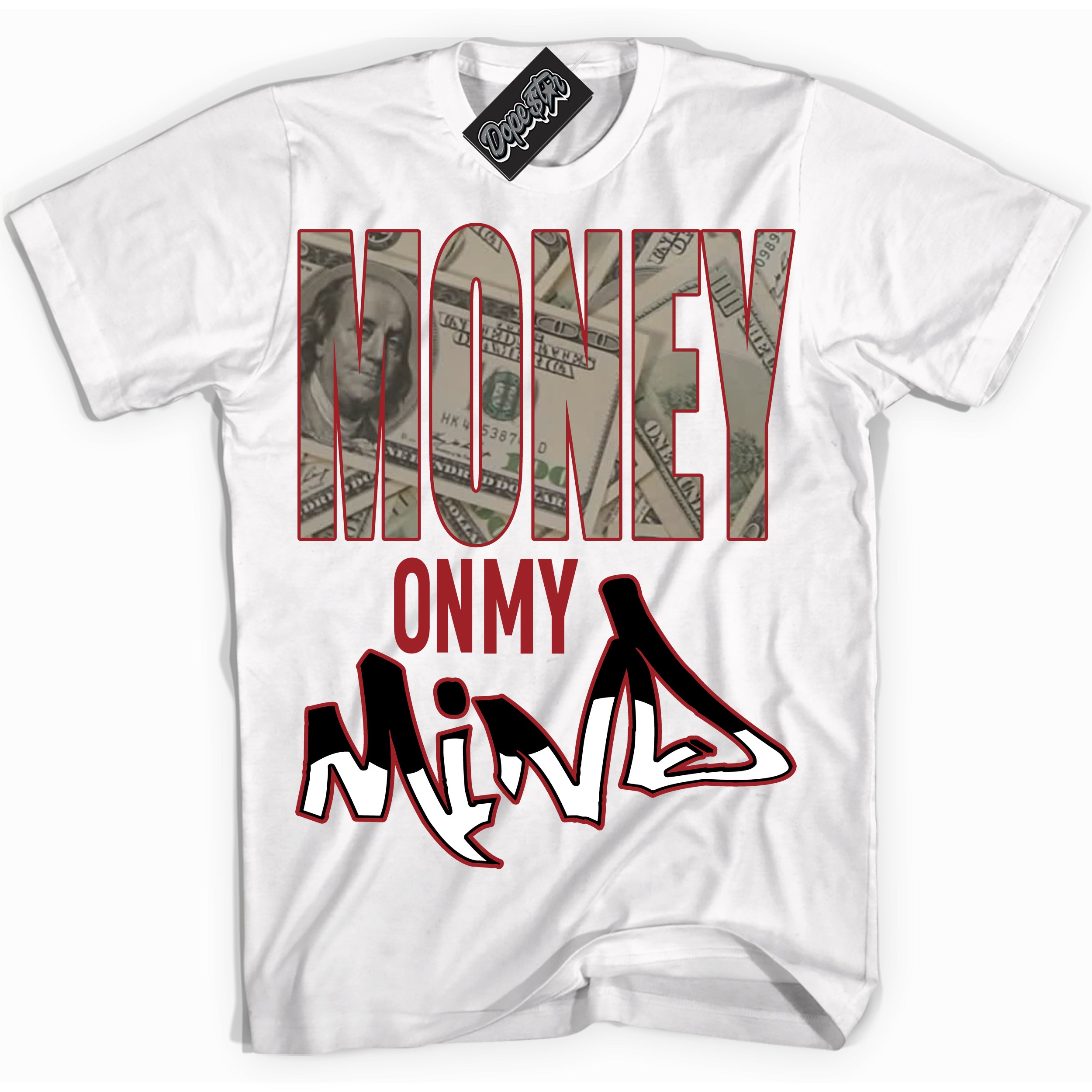 Cool White graphic tee with “ Money On My Mind ” print, that perfectly matches Lost And Found 1s sneakers 