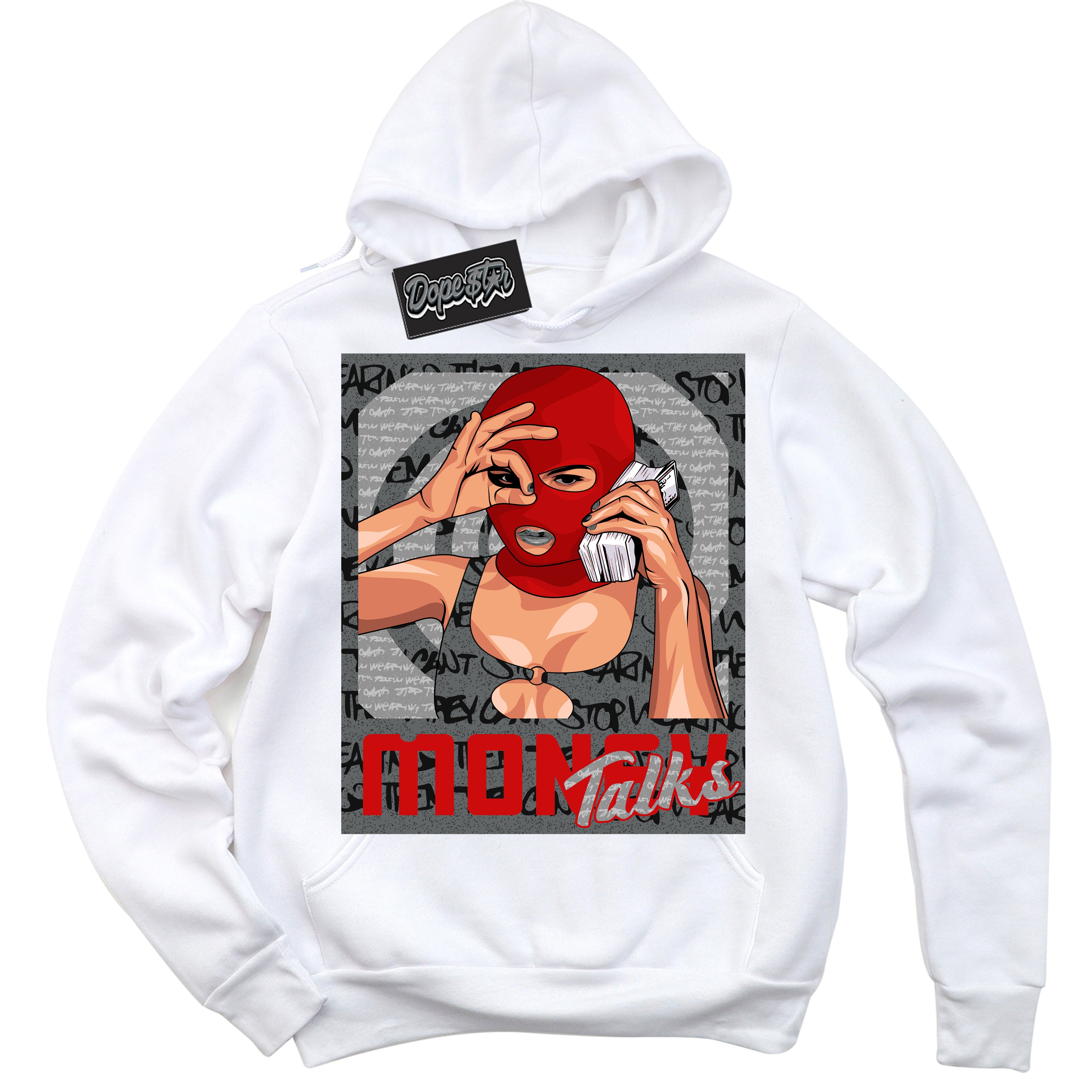 Cool White Hoodie with “ Money Talks ”  design that Perfectly Matches Rebellionaire 1s Sneakers.