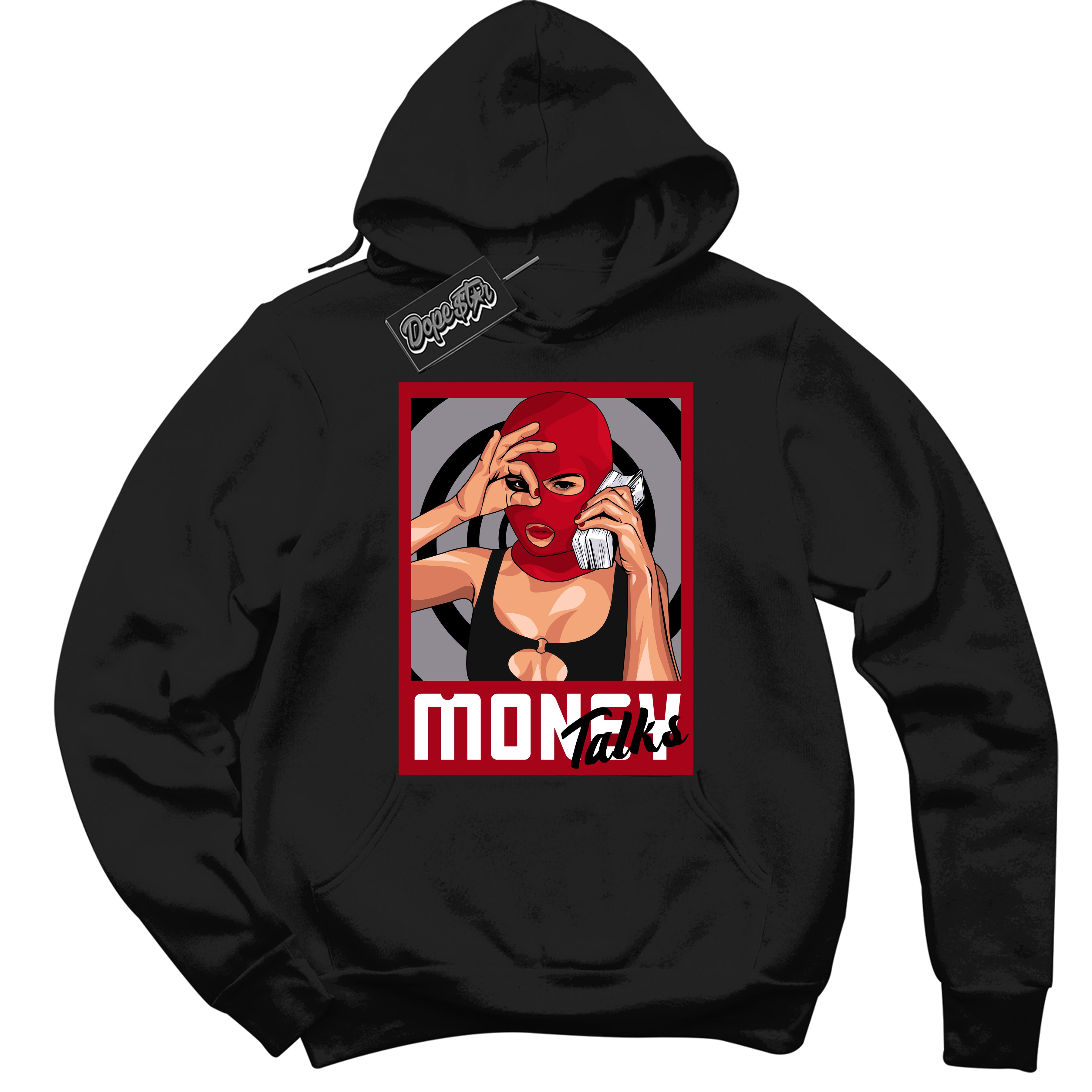 Cool Black Hoodie with “ Money Talks ”  design that Perfectly Matches  Bred Reimagined 4s Jordans.