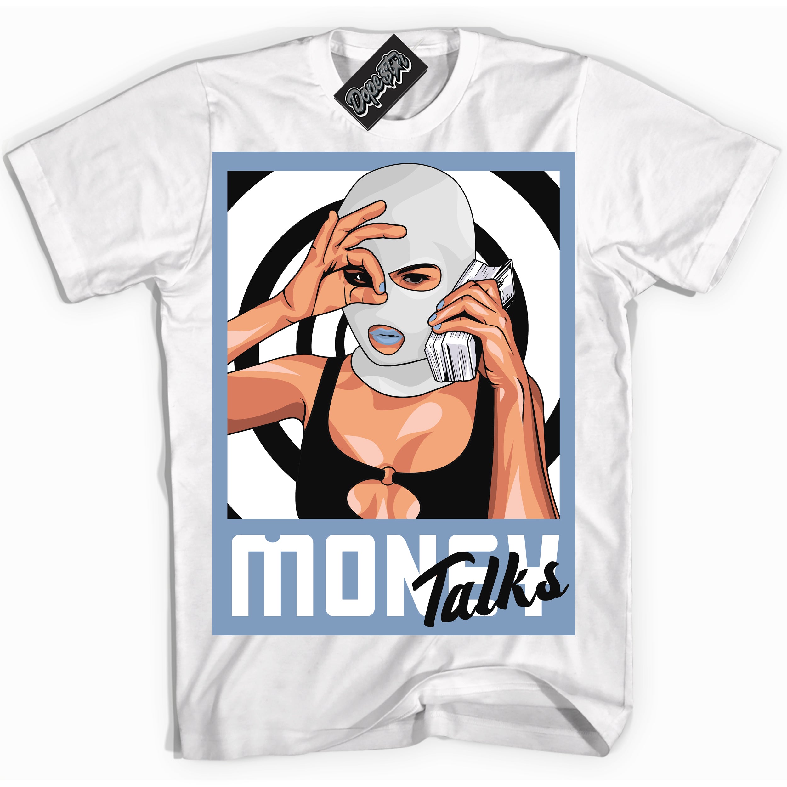 Cool White Shirt with “ Money Talks” design that perfectly matches Reverse Oreo 6s Sneakers.