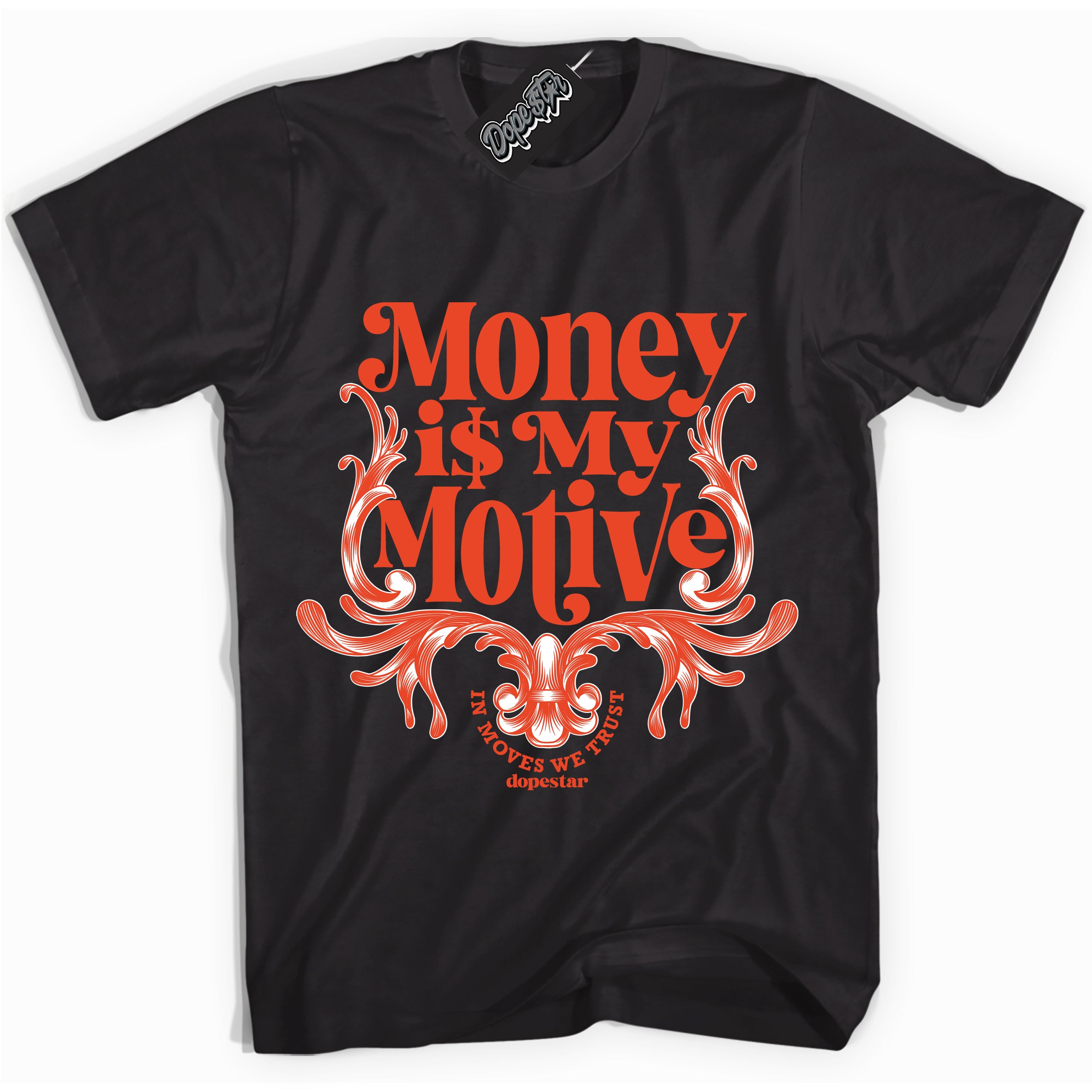 Nike Dunk Low Retro Cosmic Clay 'Money Is My Motive' Shirt - Black Streetwear Mockup | Sneakerhead T-Shirt Matching Nike Dunk Low Retro Cosmic Clay | Limited Edition Urban Streetwear for Sneaker Matching OOTD | Outfits that pair perfectly with your ND Low Retro Cosmic Clay | Sneakerhead Fashion Must-Have Apparel for Men and Women