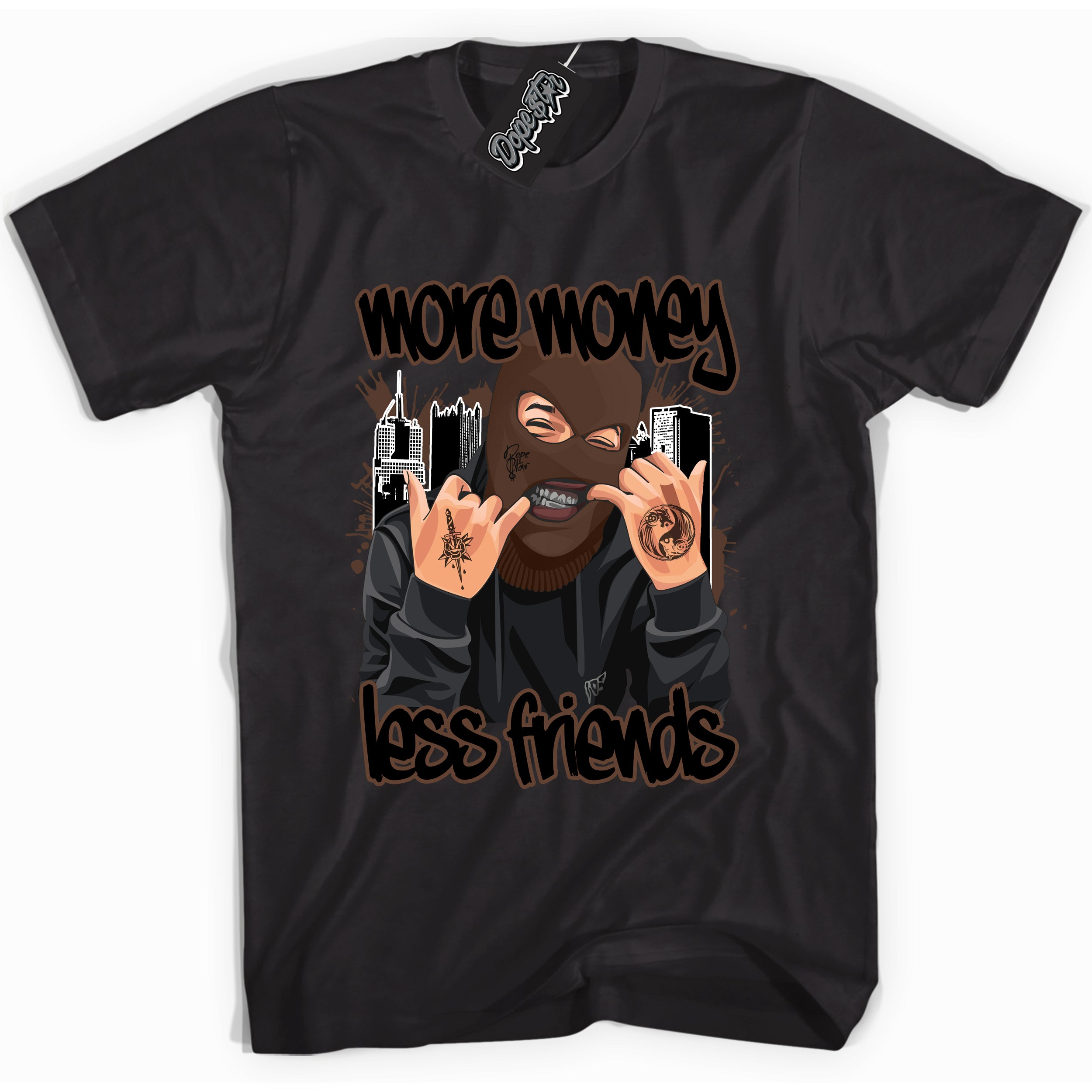 Cool Black graphic tee with “ More Money Less Friends ” design, that perfectly matches Palomino 1s sneakers 