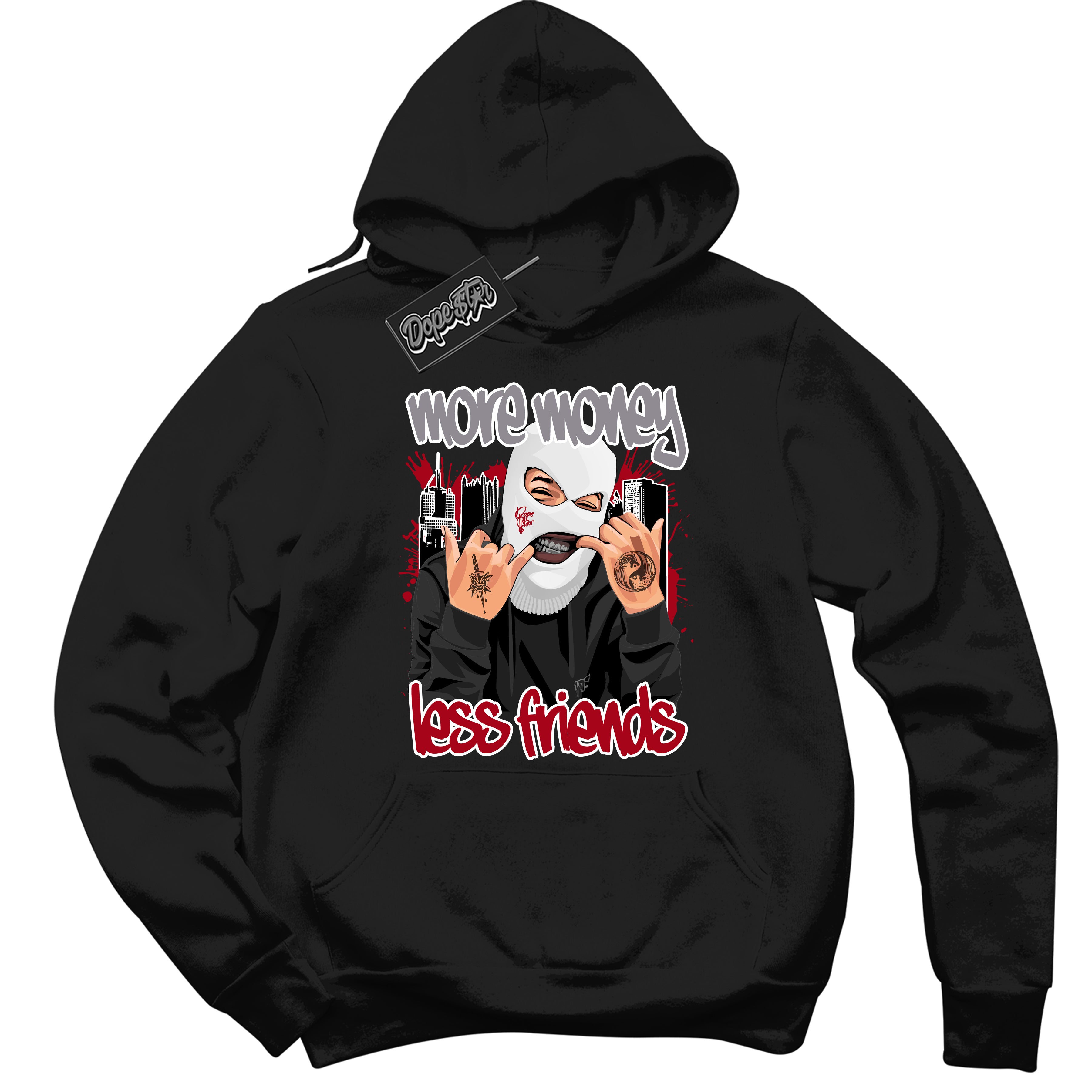 Cool Black Hoodie with “ More Money Less Friends ”  design that Perfectly Matches  Bred Reimagined 4s Jordans.