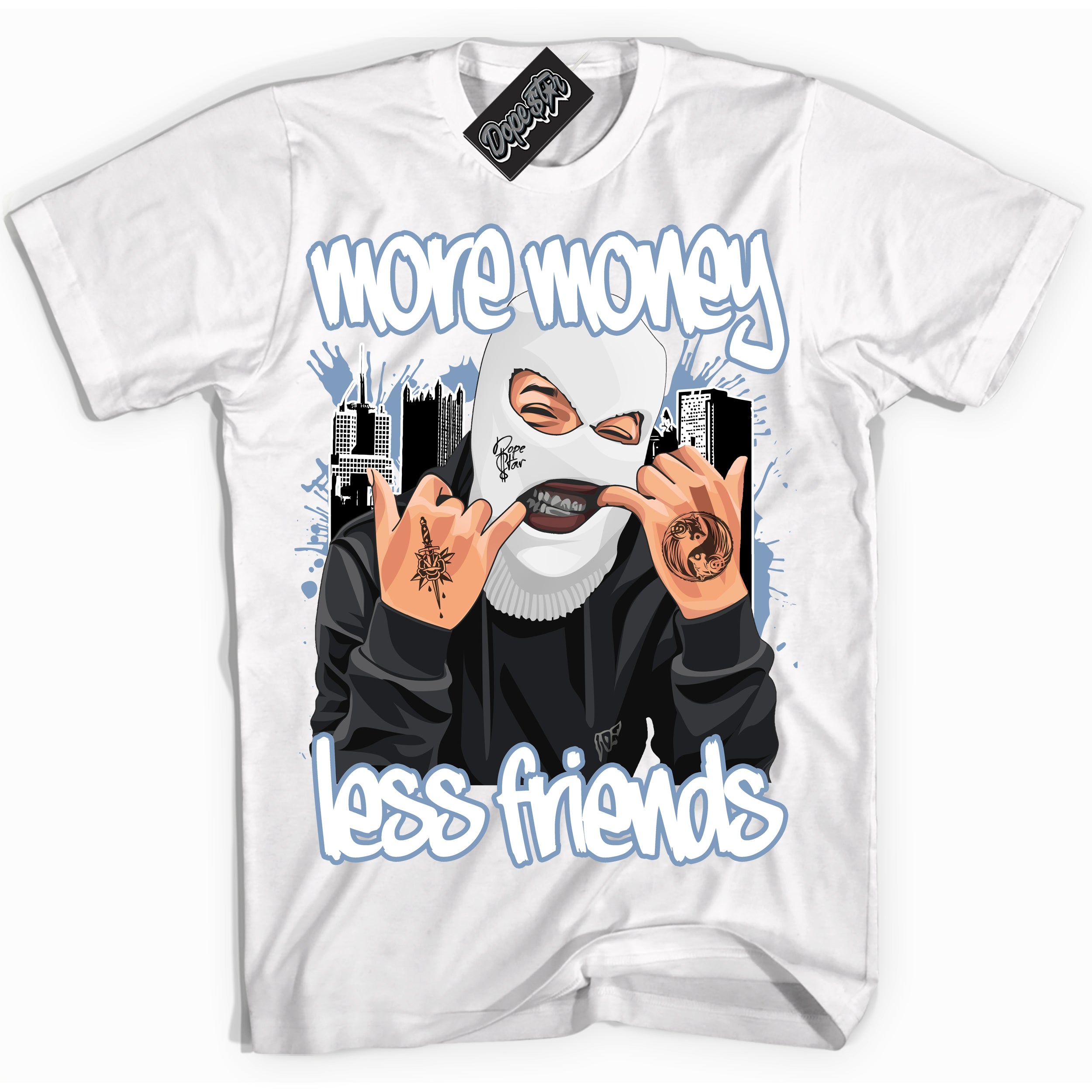 Cool White Shirt with “ More Money Less Friends” design that perfectly matches Reverse Oreo 6s Sneakers.