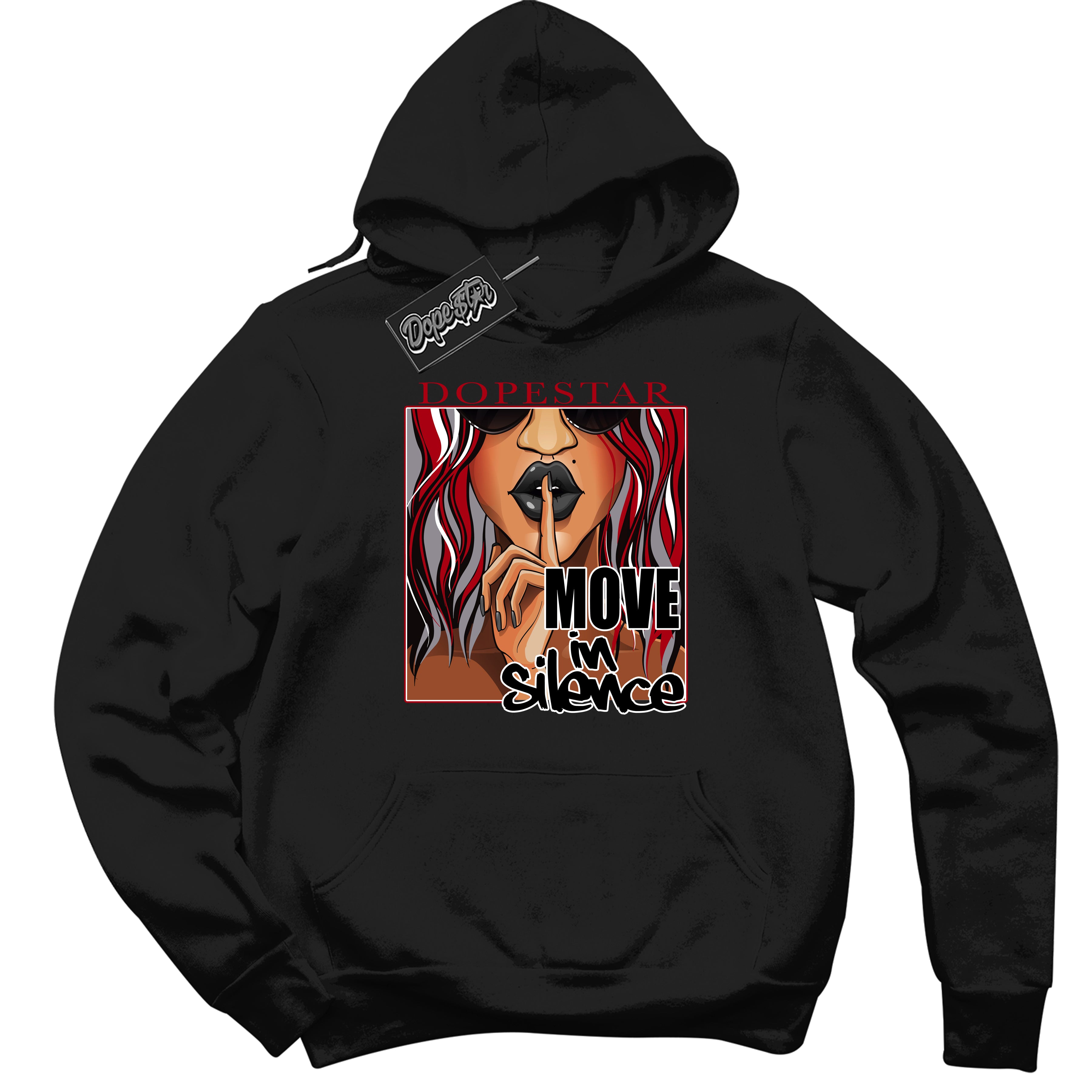 Cool Black Hoodie with “ Move In Silence ”  design that Perfectly Matches  Bred Reimagined 4s Jordans.