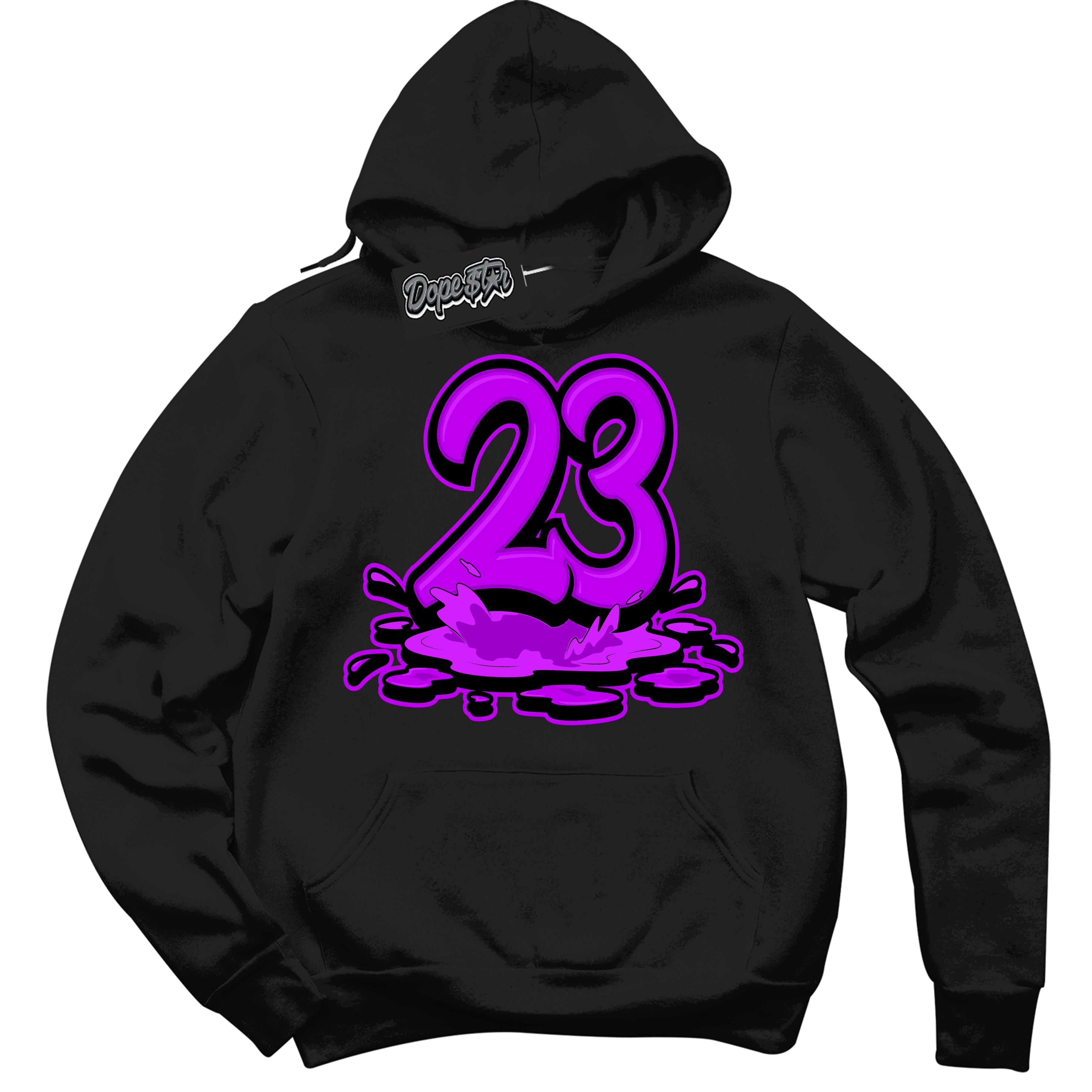 Cool Black Hoodie with “ 23 Melting ”  design that Perfectly Matches RTKT Genesis Dunk Sneakers.