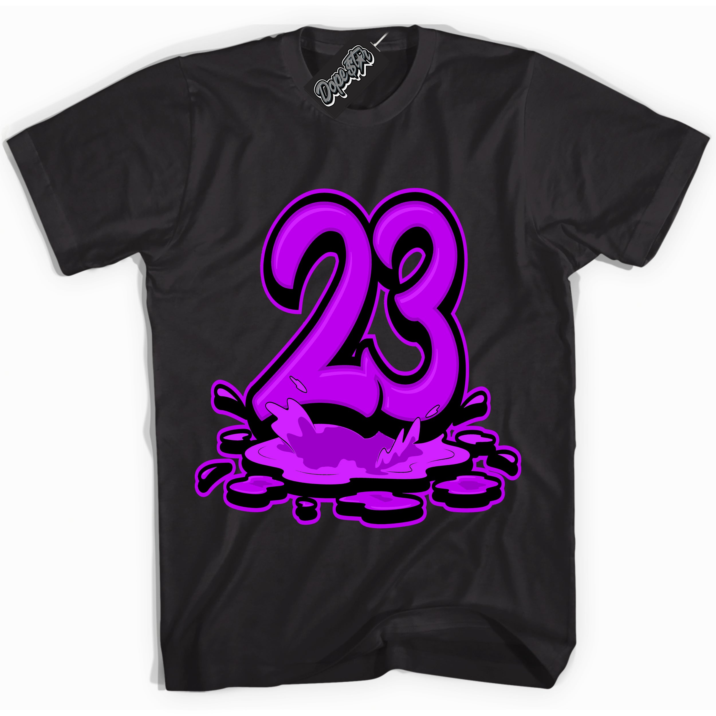 Cool Black Shirt with “ 23 Melting” design that perfectly matches RTKT Genesis Dunk Sneakers.