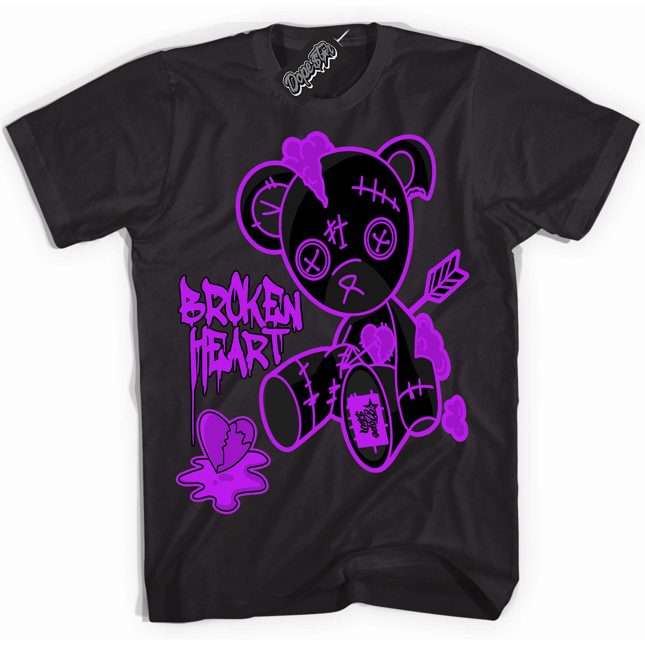 Cool Black Shirt with “ Broken Heart Bear” design that perfectly matches RTKT Genesis Dunk Sneakers.