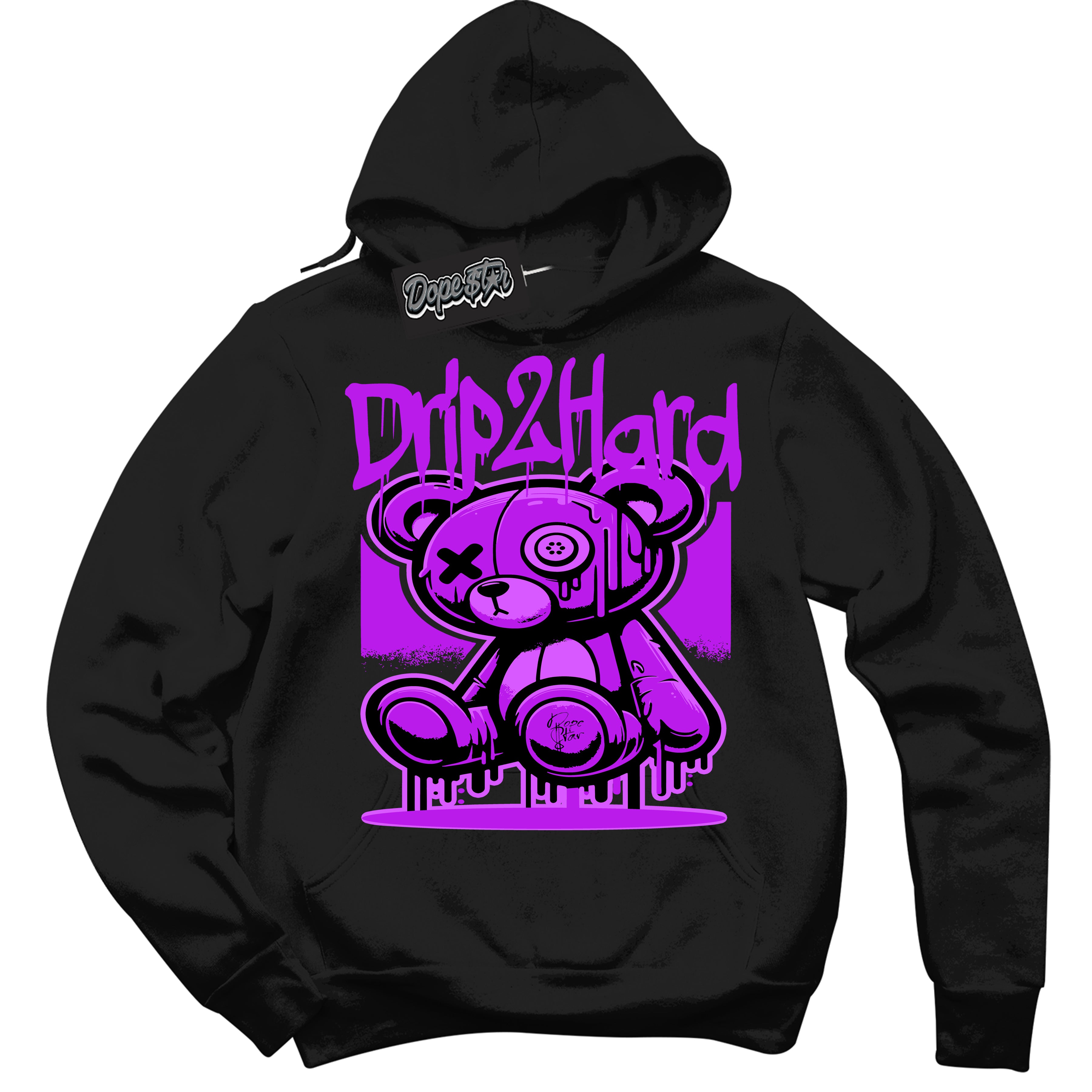 Cool Black Hoodie with “ Drip 2 Hard ”  design that Perfectly Matches RTKT Genesis Dunk Sneakers.