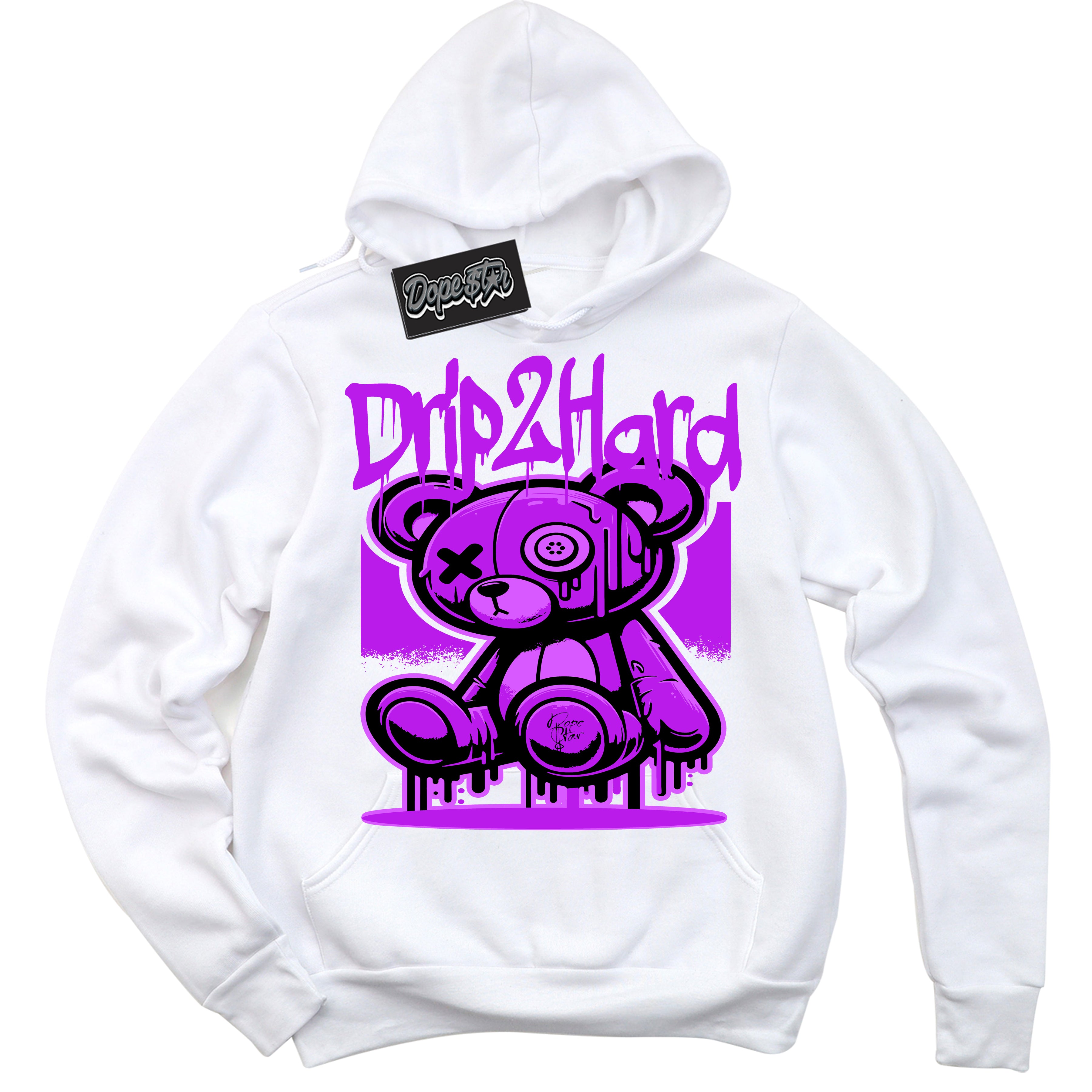 Cool White Hoodie with “ Drip 2 Hard ”  design that Perfectly Matches RTKT Genesis Dunk Sneakers.