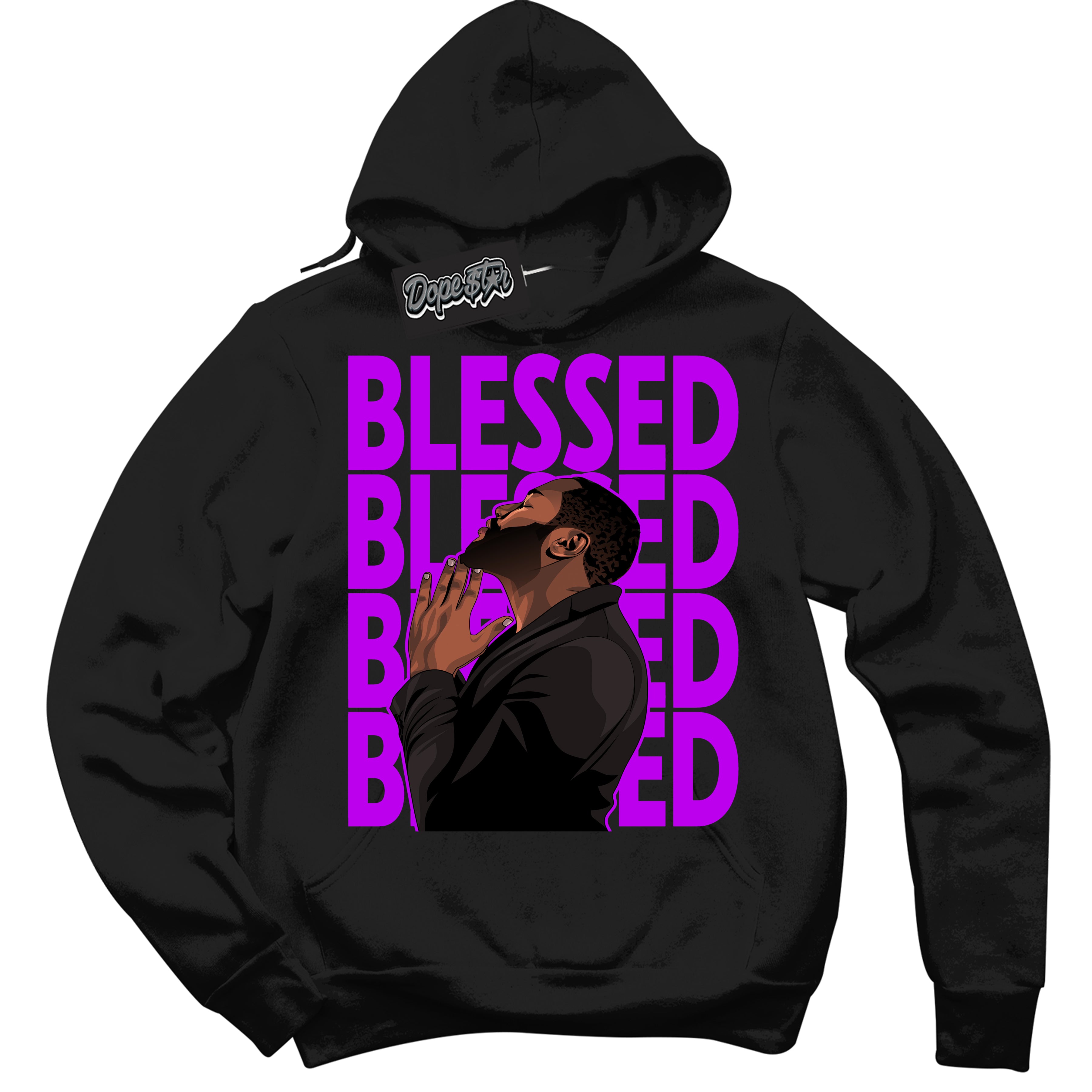 Cool Black Hoodie with “ God Blessed ”  design that Perfectly Matches RTKT Genesis Dunk Sneakers.