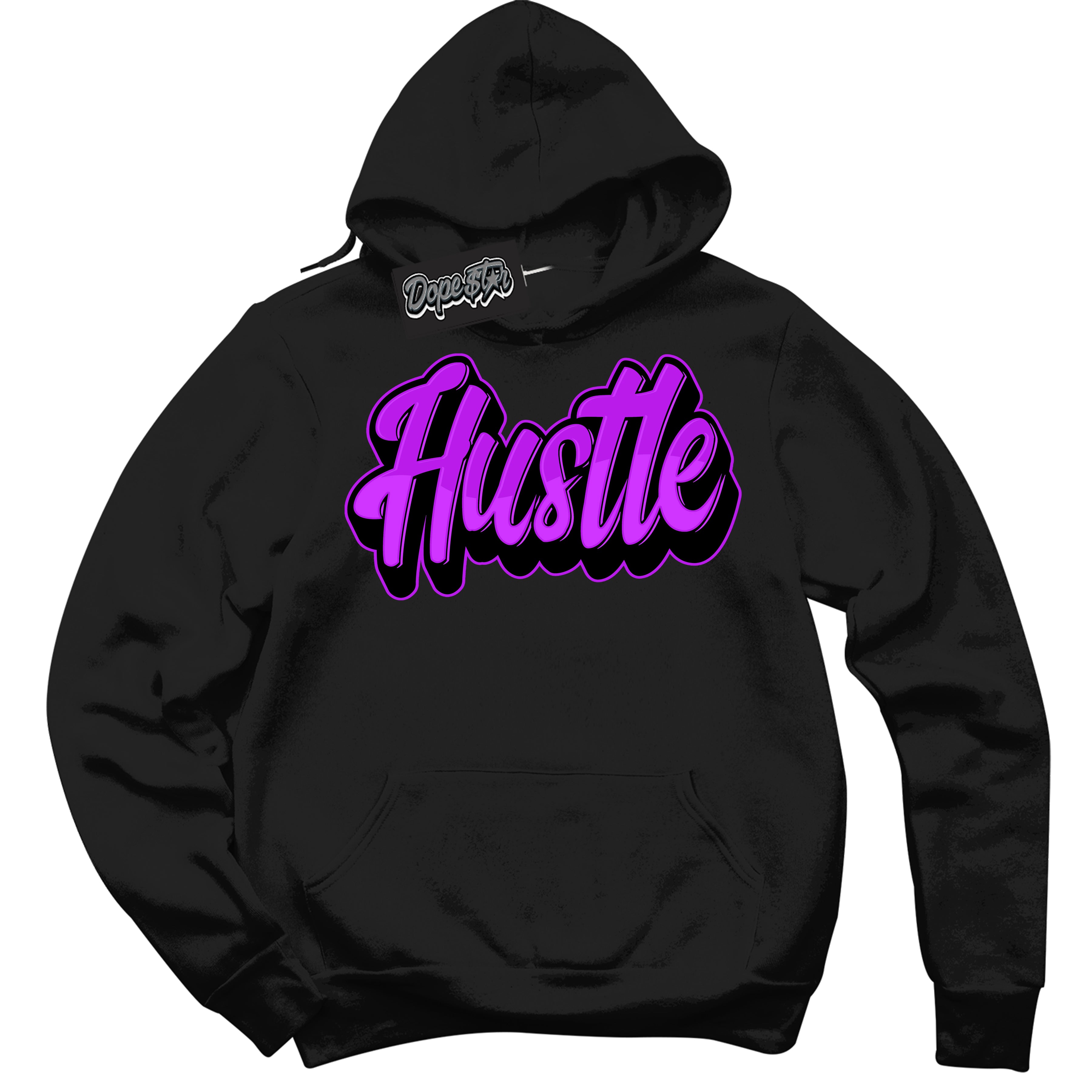 Cool Black Hoodie with “ Hustle ”  design that Perfectly Matches RTKT Genesis Dunk Sneakers.