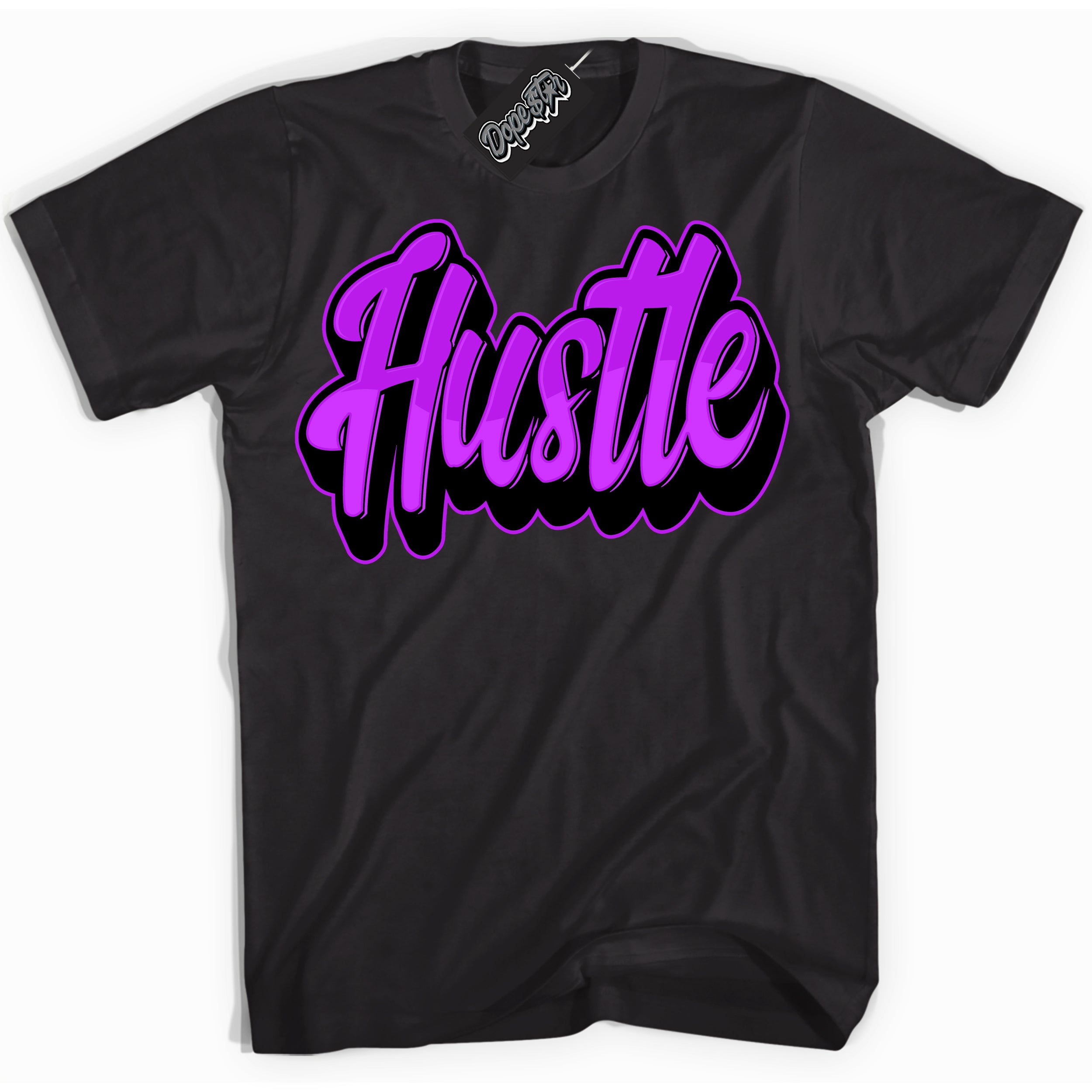 Cool Black Shirt with “ Hustle” design that perfectly matches RTKT Genesis Dunk Sneakers.