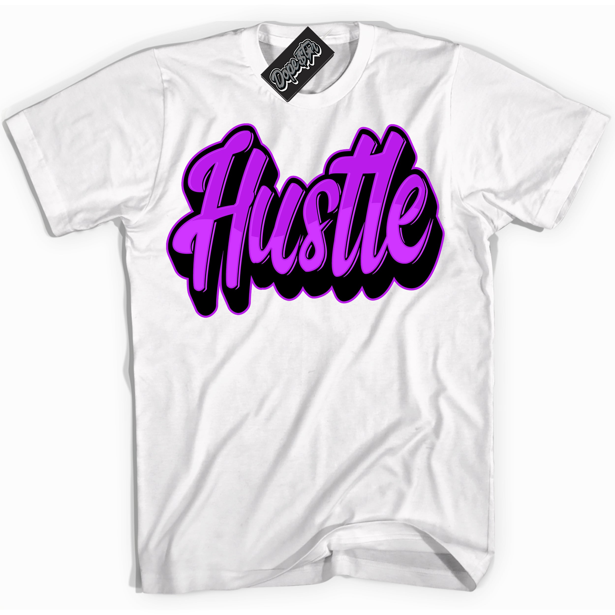 Cool White Shirt with “ Hustle” design that perfectly matches RTKT Genesis Dunk Sneakers.