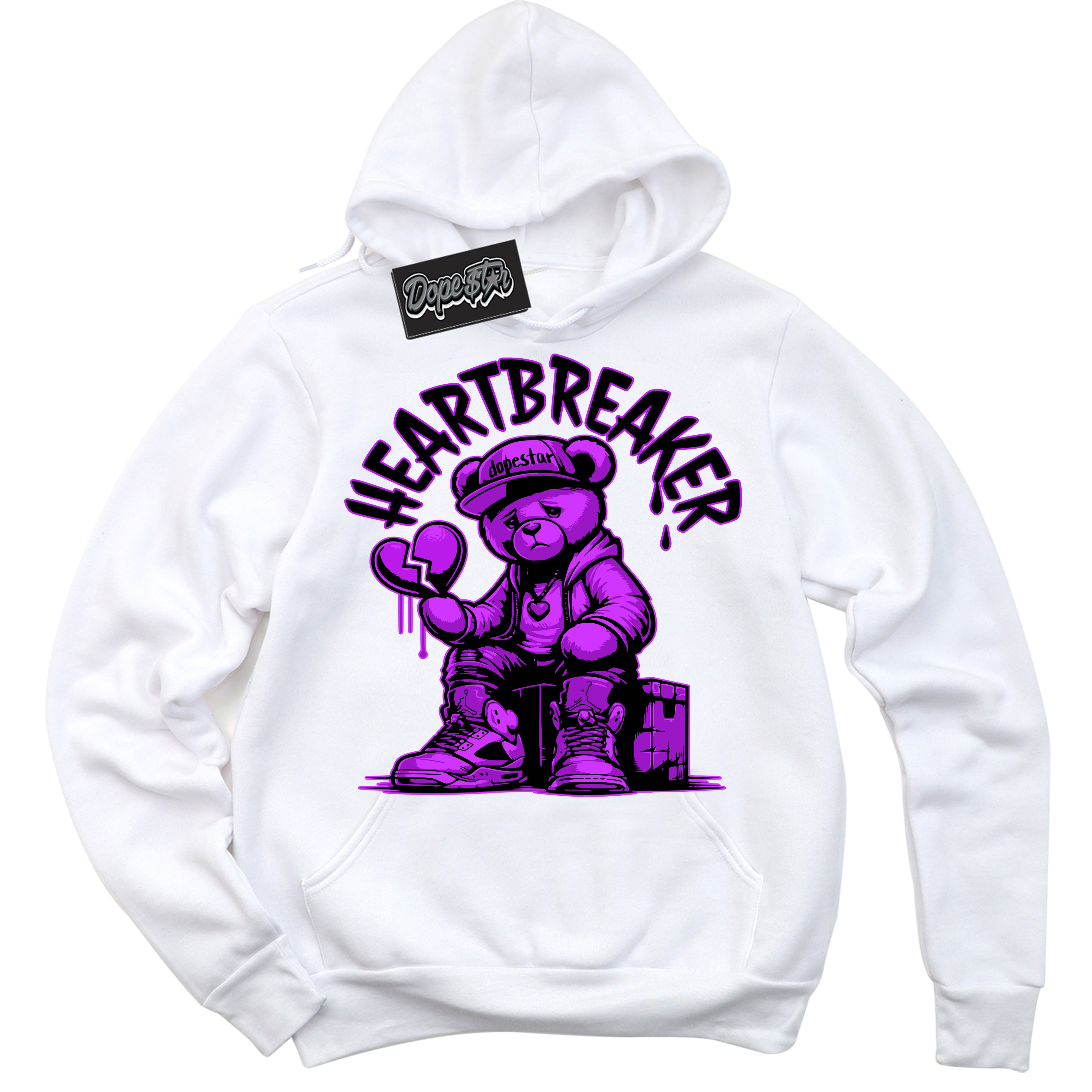 Cool White Hoodie with “ Heartbreaker Bear ”  design that Perfectly Matches RTKT Genesis Dunk Sneakers.