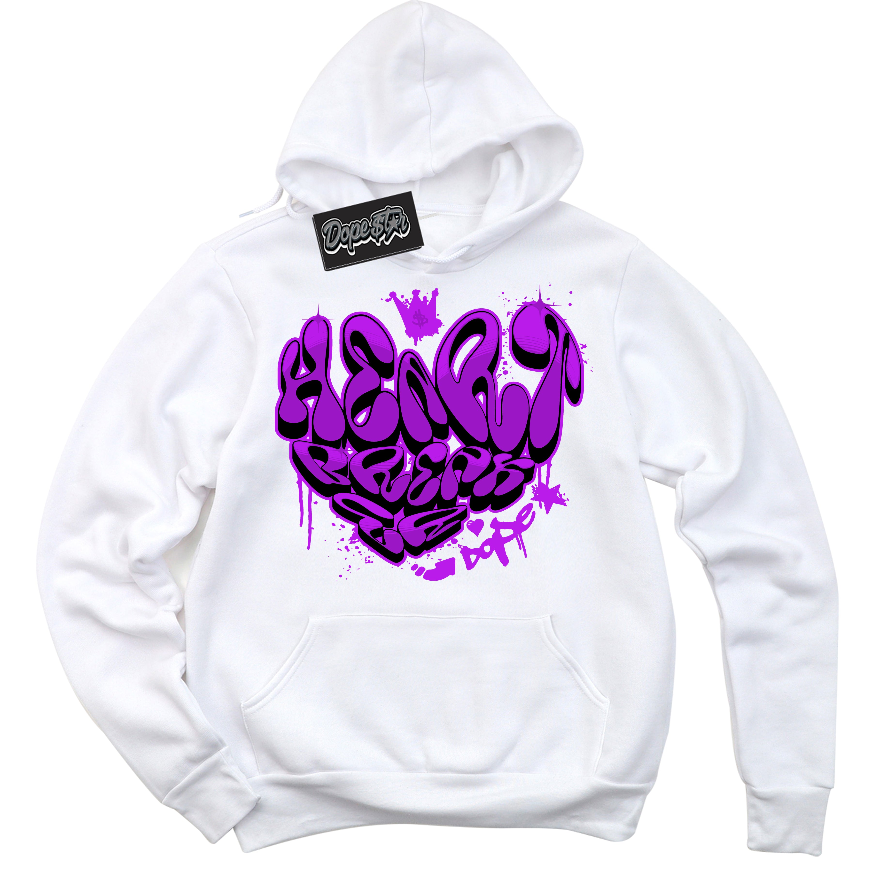 Cool White Hoodie with “ Heartbreaker Graffiti ”  design that Perfectly Matches RTKT Genesis Dunk Sneakers.