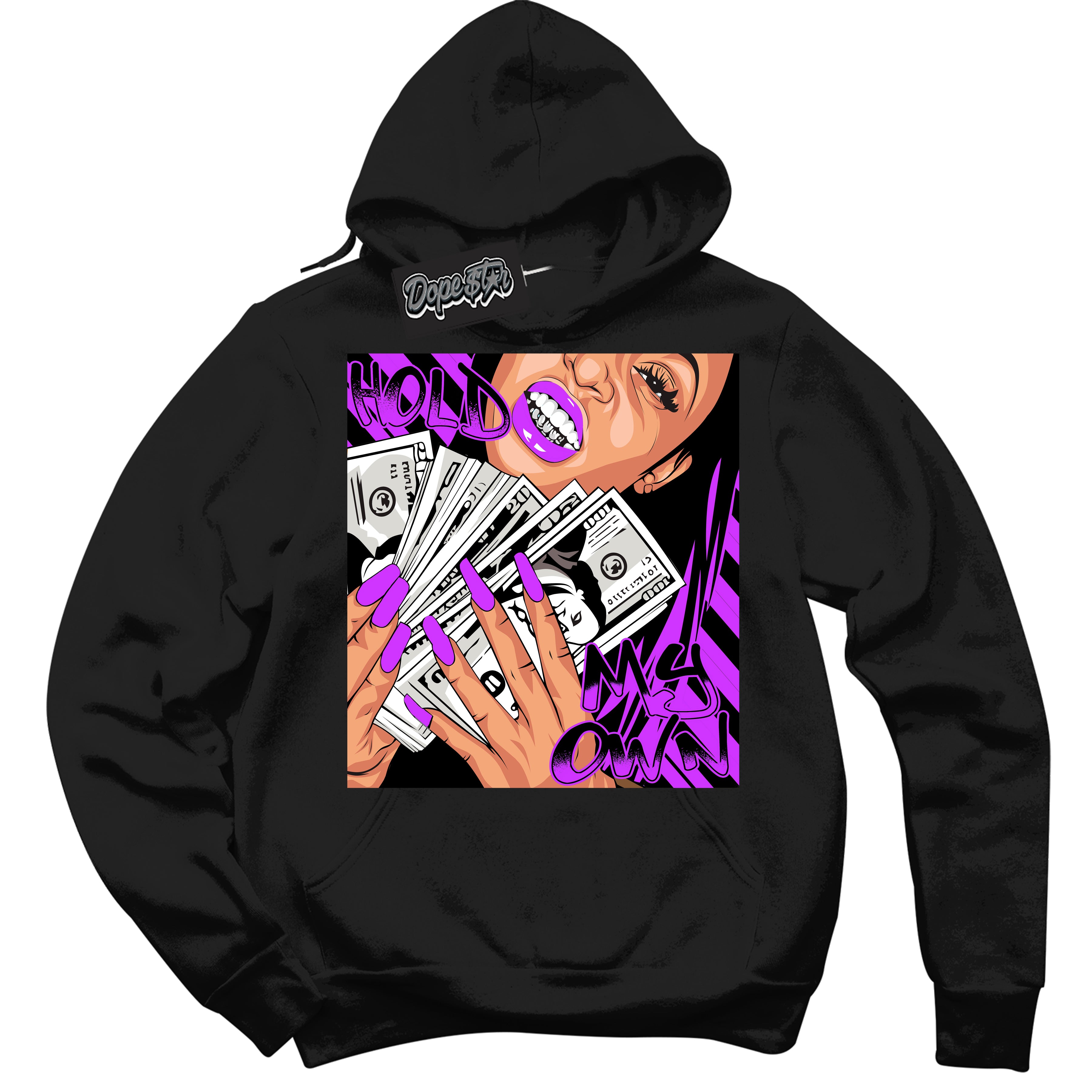 Cool Black Hoodie with “ Hold My Own ”  design that Perfectly Matches RTKT Genesis Dunk Sneakers.